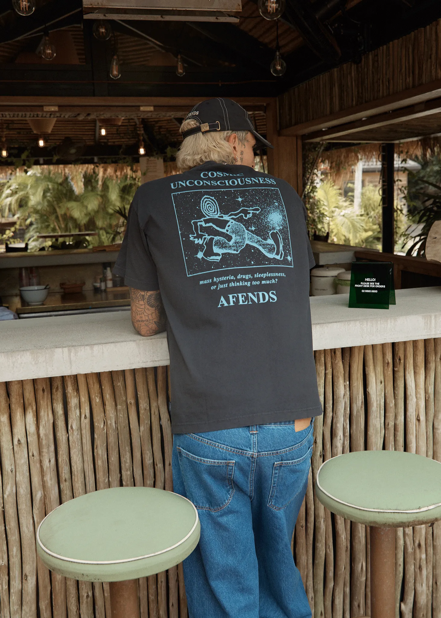 AFENDS Mens Cosmic Con - Heavyweight Boxy Tee - Stone Black sold by Afends product image thumbnail 2