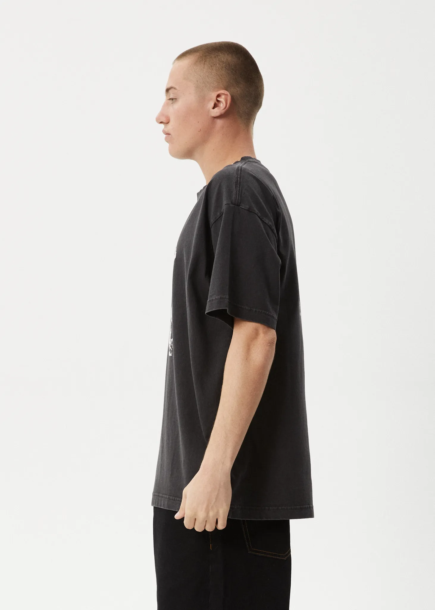 AFENDS Mens New And Clear - Heavyweight Boxy Tee - Stone Black sold by Afends product image thumbnail 5