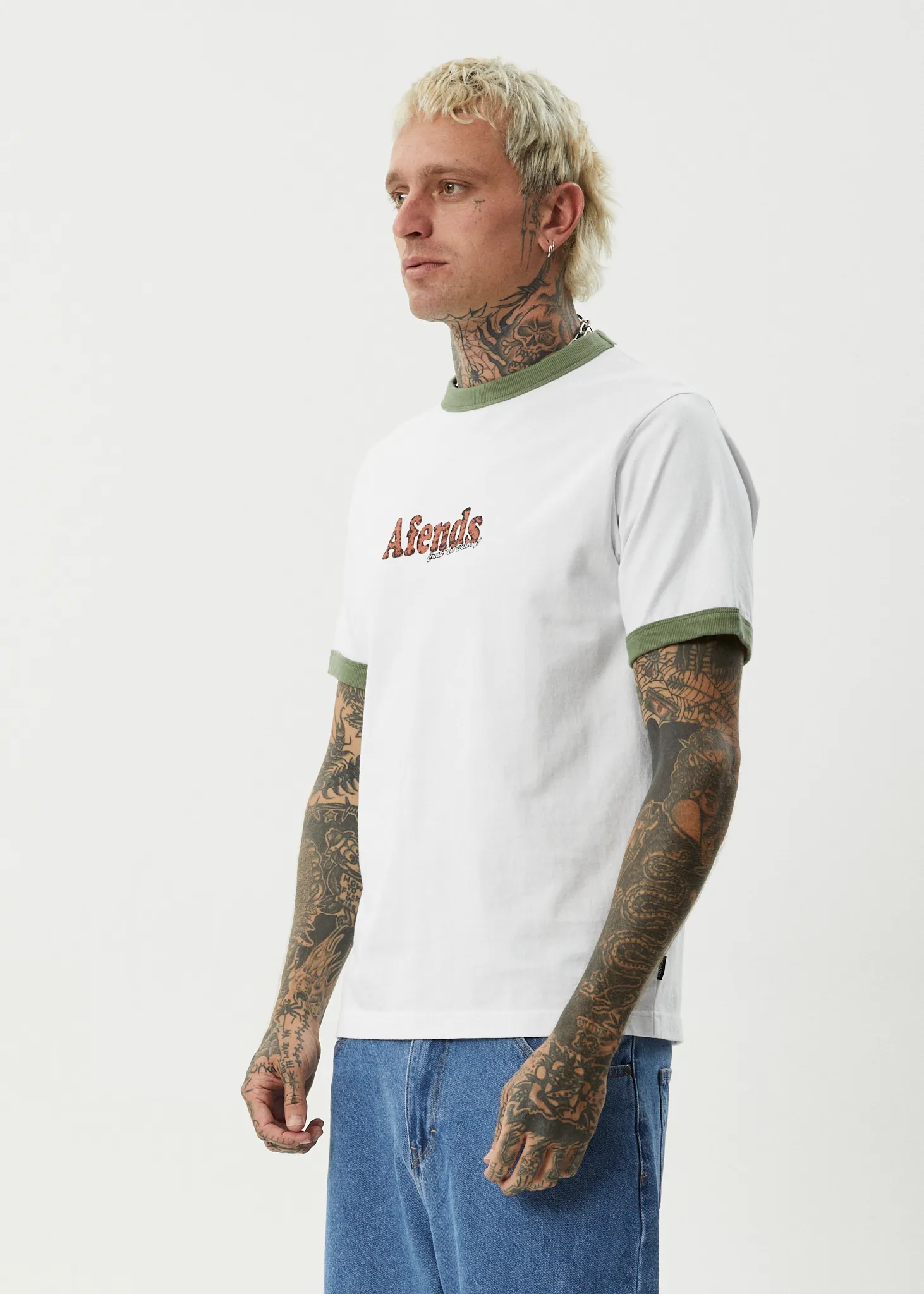 AFENDS Mens Classico - Heavyweight Ringer Tee - White sold by Afends product image thumbnail 4