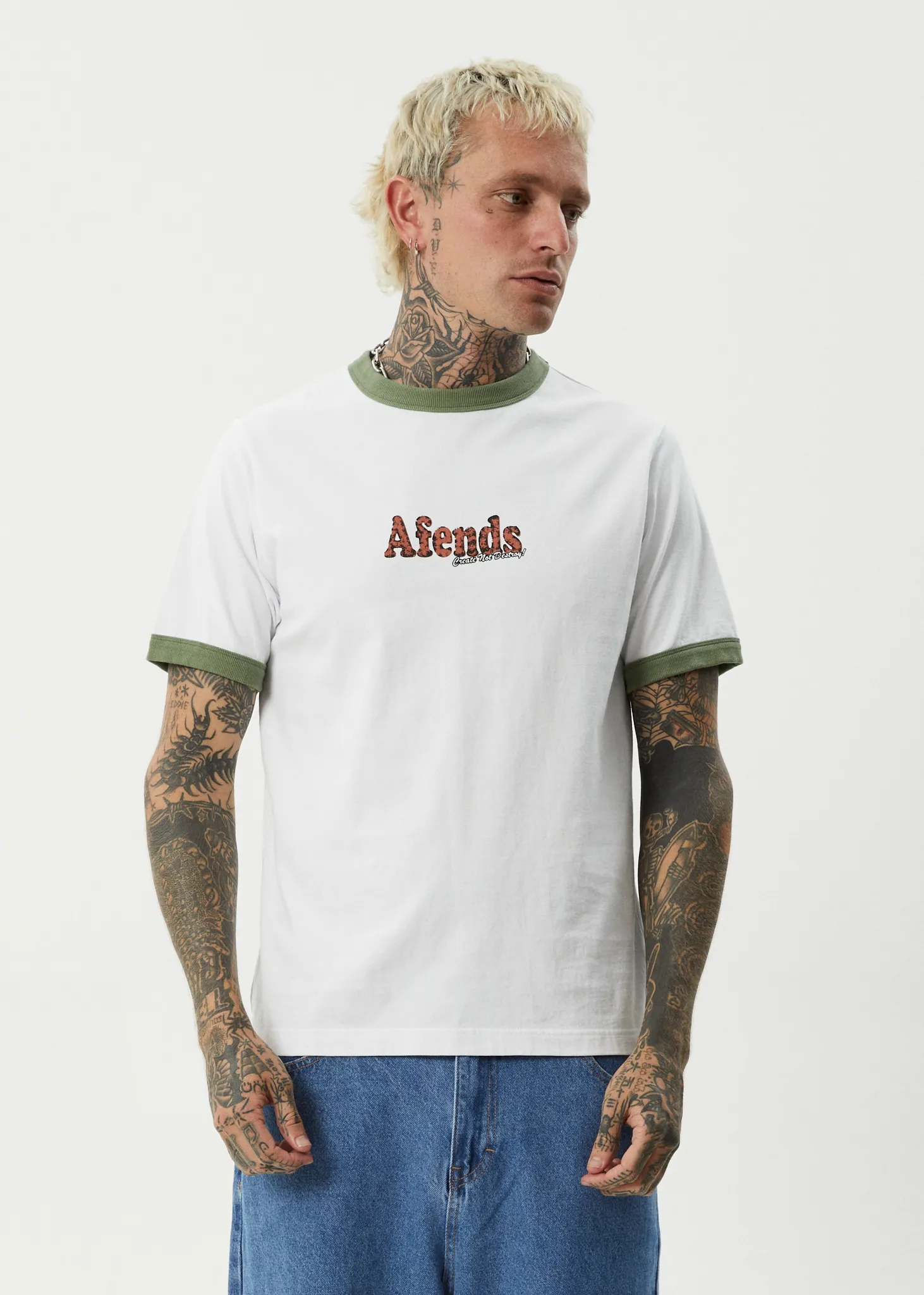 AFENDS Mens Classico - Heavyweight Ringer Tee - White sold by Afends product image thumbnail 3