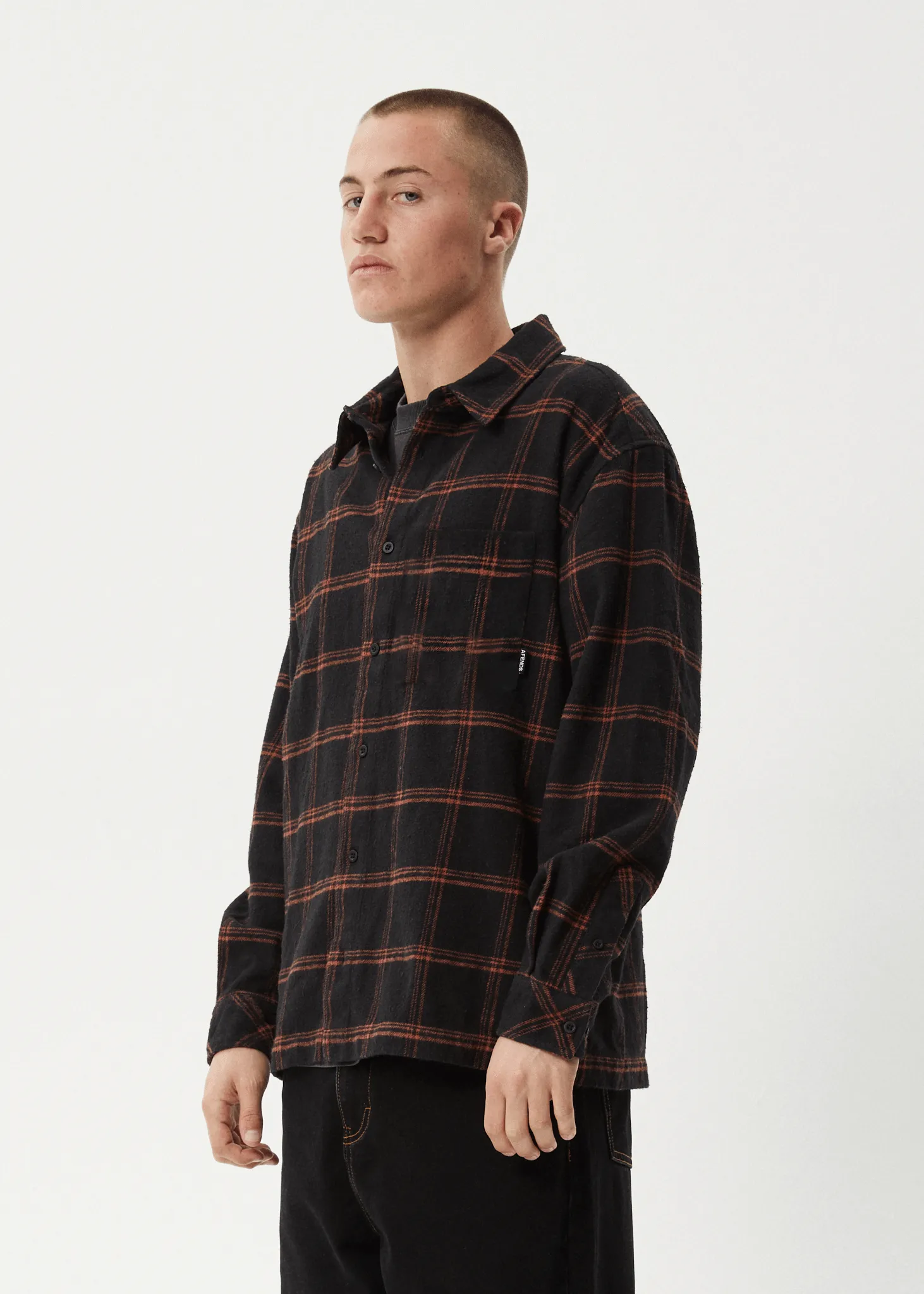 AFENDS Mens Terror - Flannel Shirt - Black Check sold by Afends product image thumbnail 3