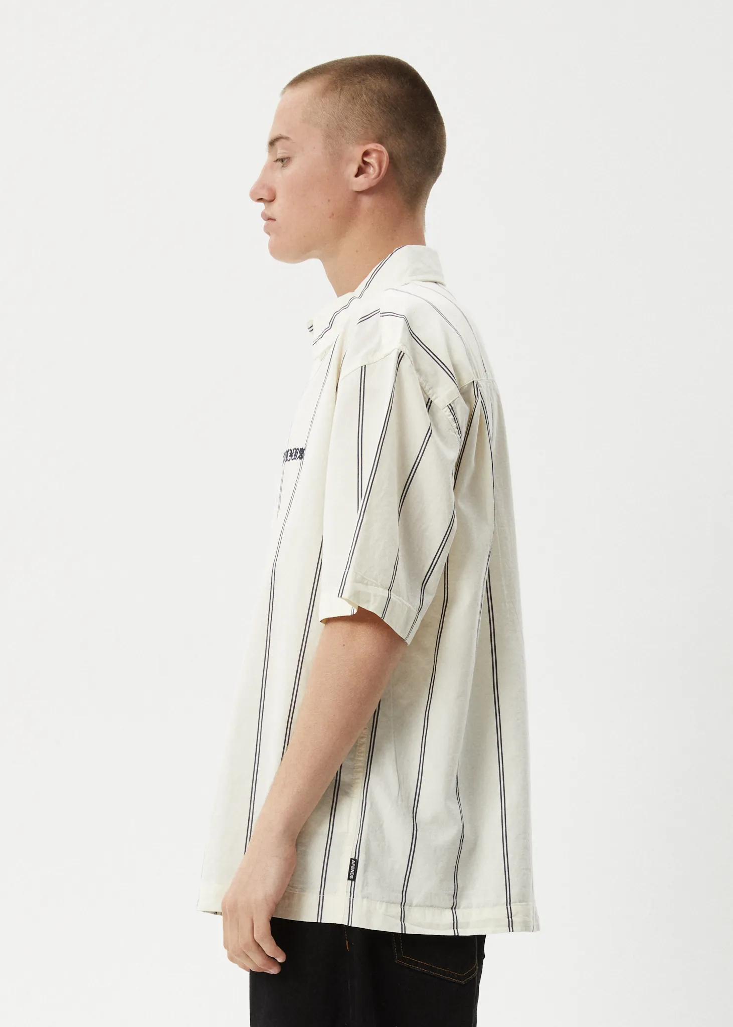 AFENDS Mens Fineline - Short Sleeve Shirt - Limestone sold by Afends product image thumbnail 5