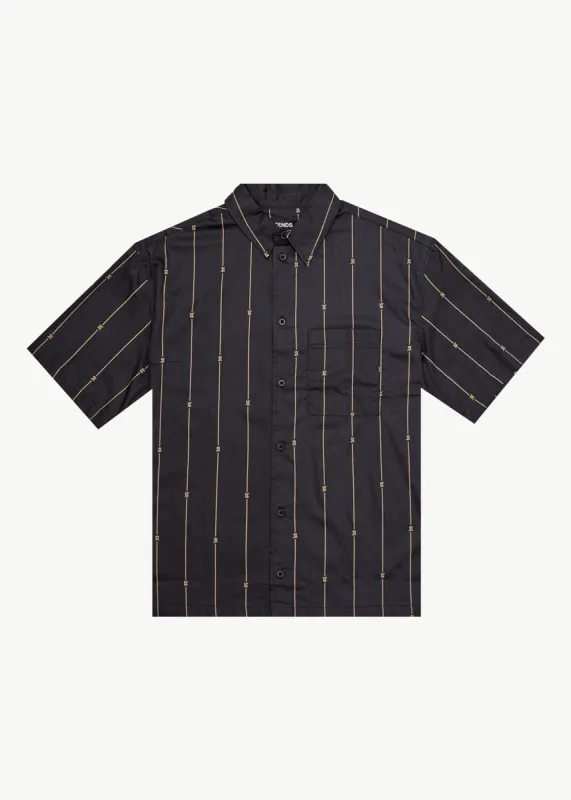 AFENDS Mens A Stripe - Short Sleeve Shirt - Black sold by Afends