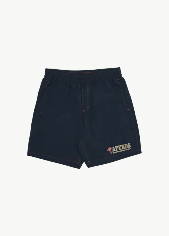 AFENDS Mens Nuts N Bolts - Baywatch Swim Short 18" - Deep Sea sold by Afends