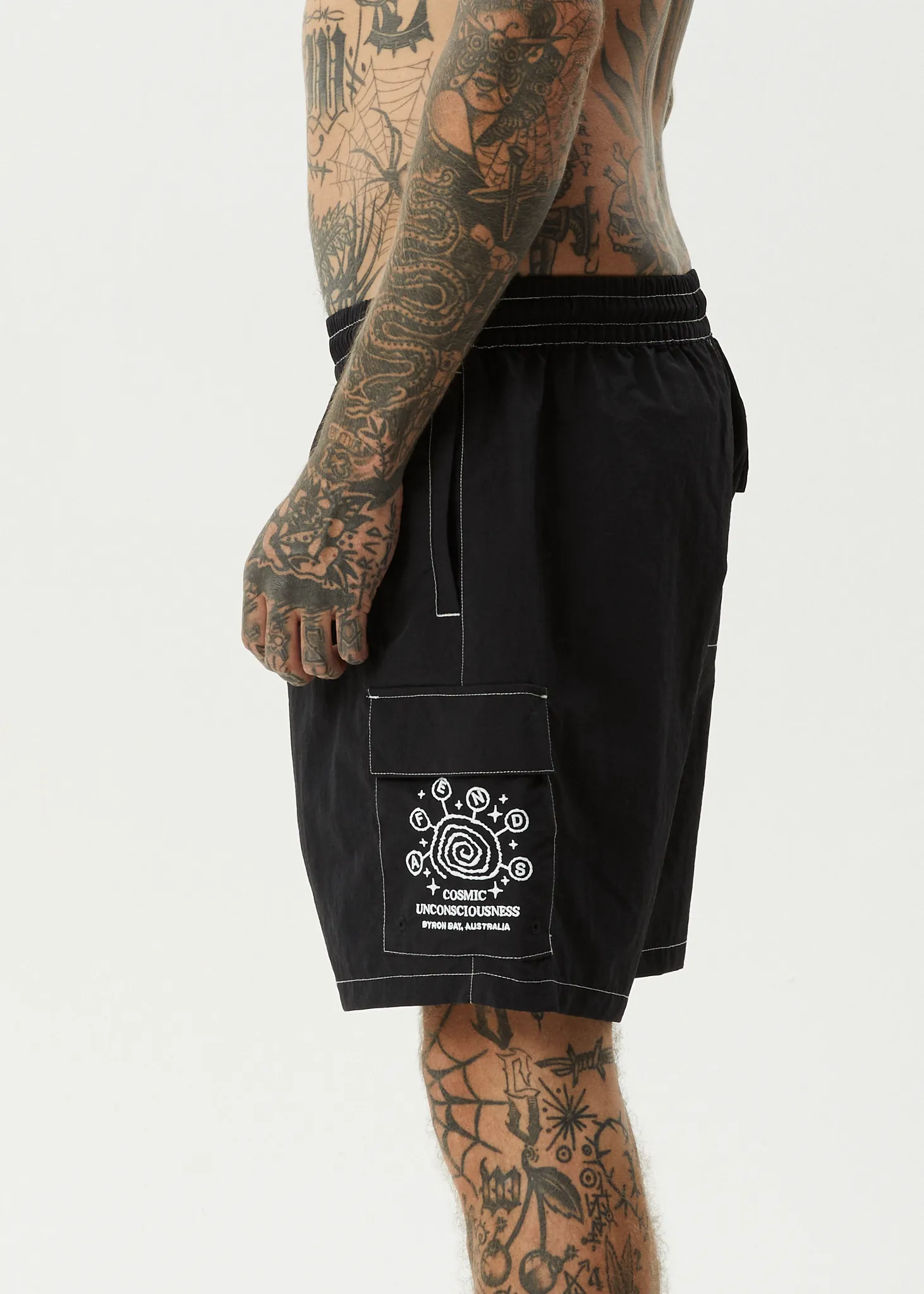 AFENDS Mens Cosmic - Cargo Baywatch Swim Short 18" - Black sold by Afends product image thumbnail 4