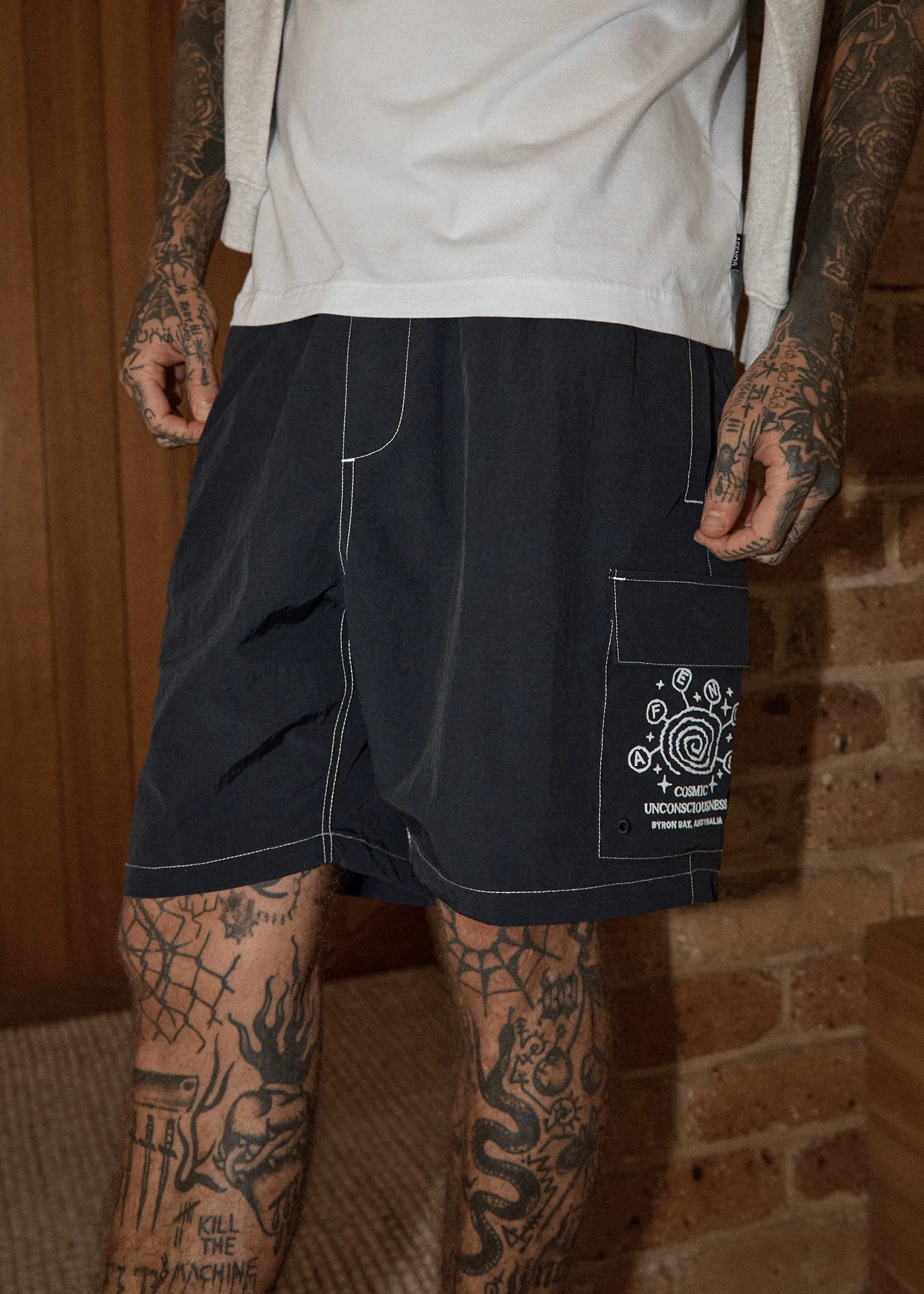 AFENDS Mens Cosmic - Cargo Baywatch Swim Short 18" - Black sold by Afends product image thumbnail 2