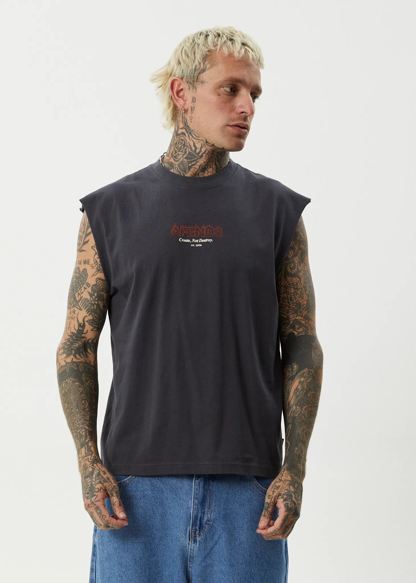 AFENDS Mens Ember - Sleeveless Tee - Charcoal sold by Afends product image thumbnail 3