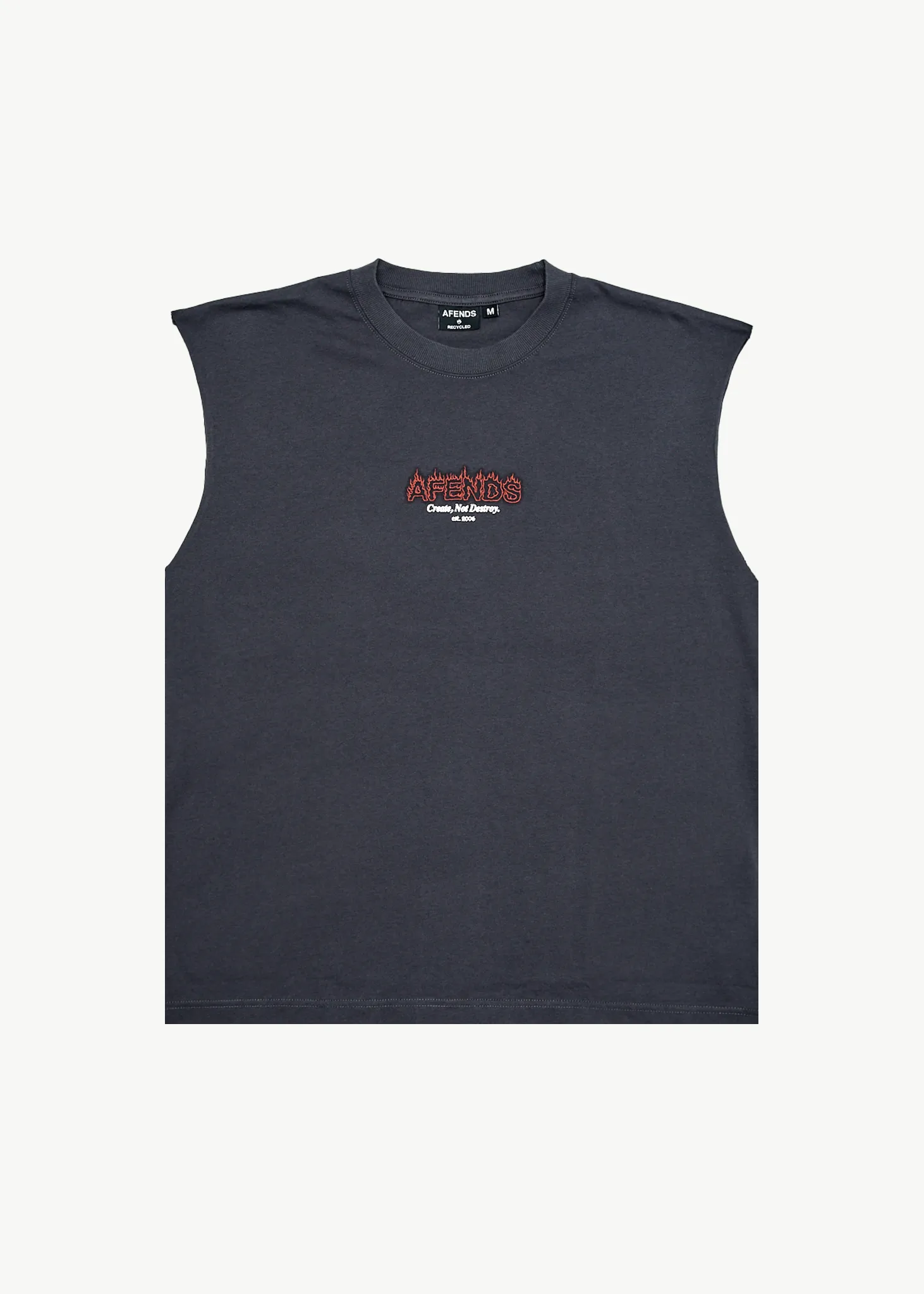 AFENDS Mens Ember - Sleeveless Tee - Charcoal sold by Afends