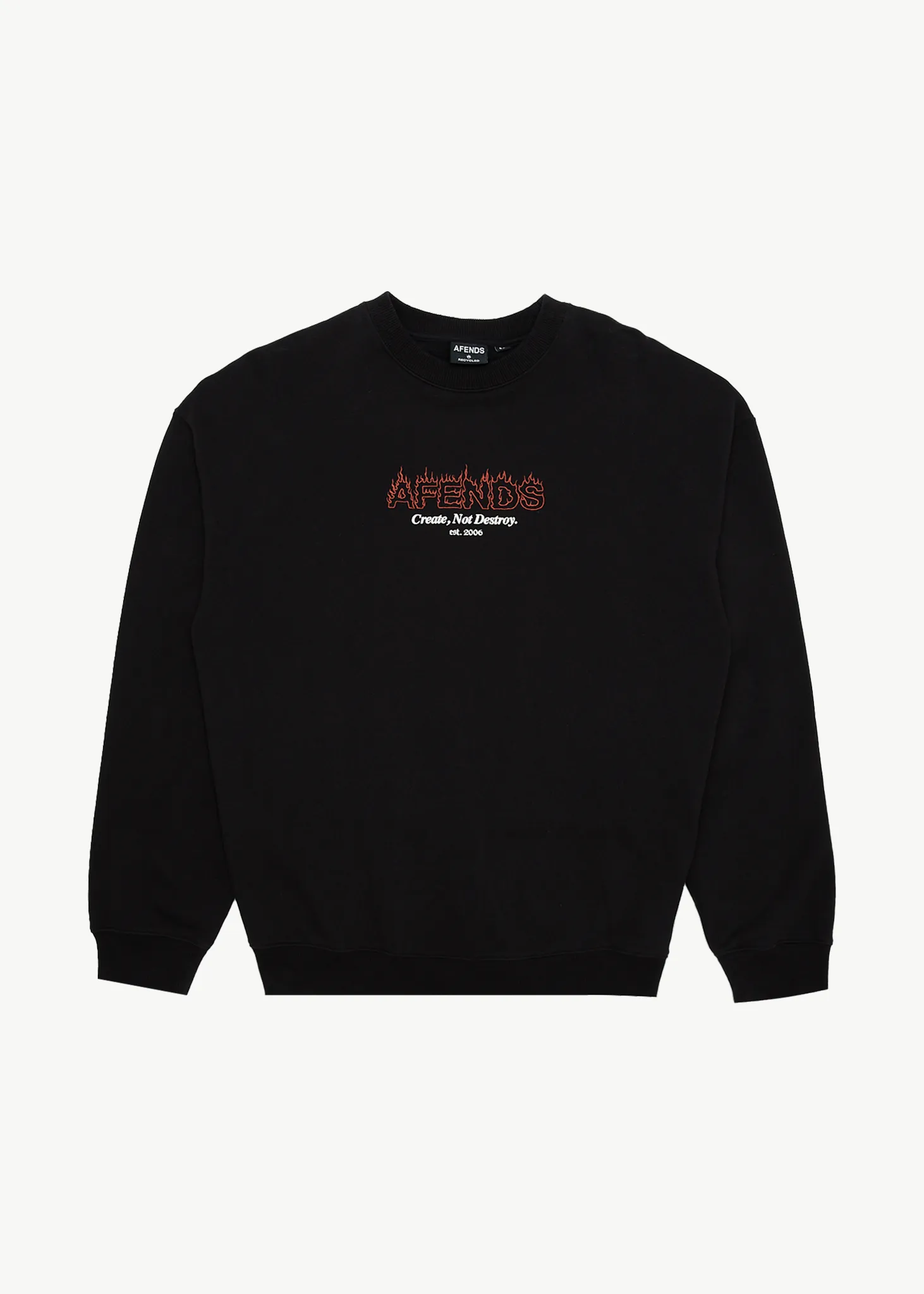 AFENDS Mens Ember - Crew Neck Jumper - Black sold by Afends
