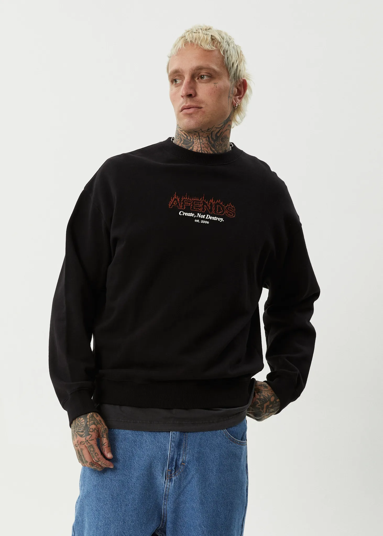 AFENDS Mens Ember - Crew Neck Jumper - Black sold by Afends product image thumbnail 2