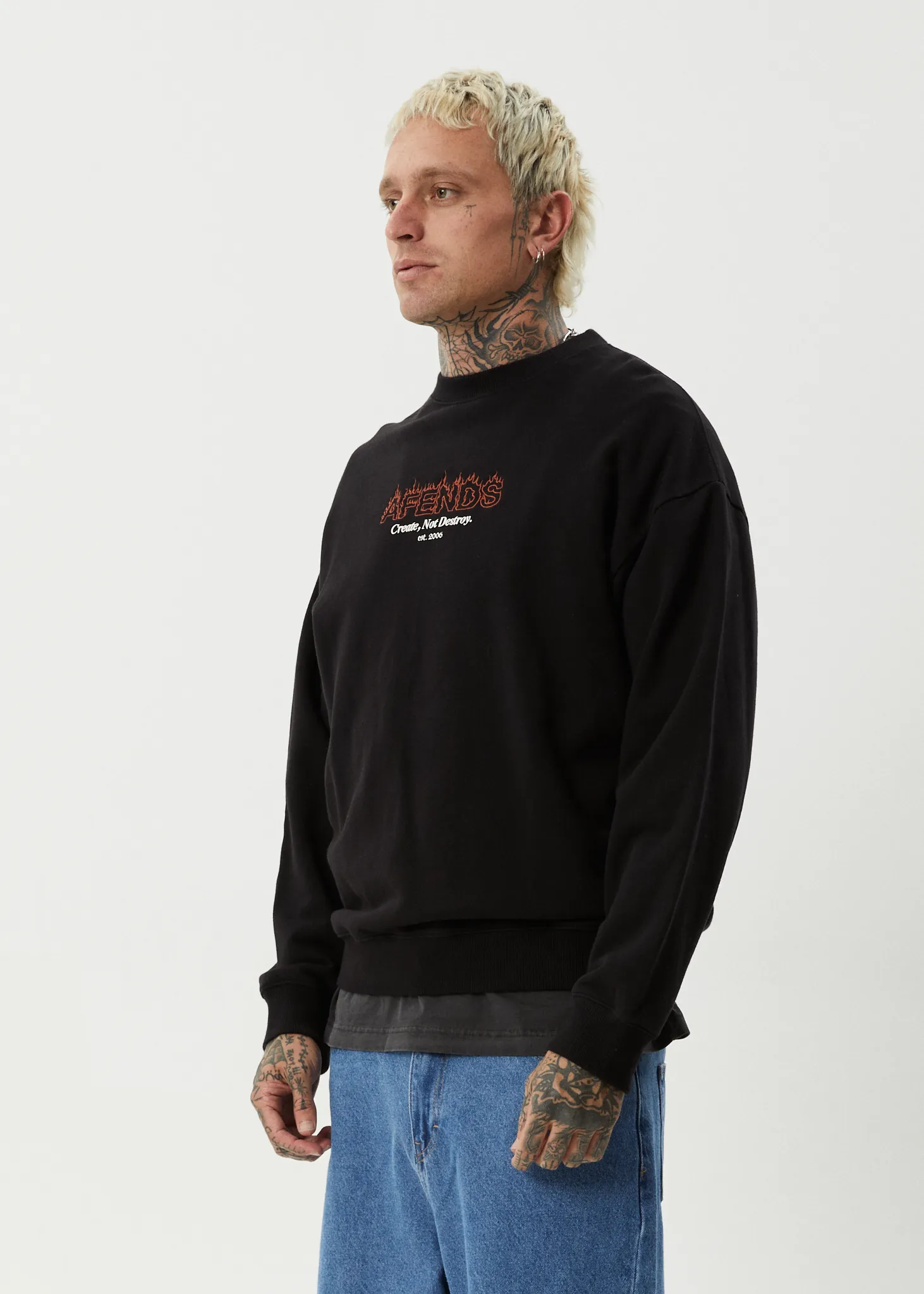 AFENDS Mens Ember - Crew Neck Jumper - Black sold by Afends product image thumbnail 3