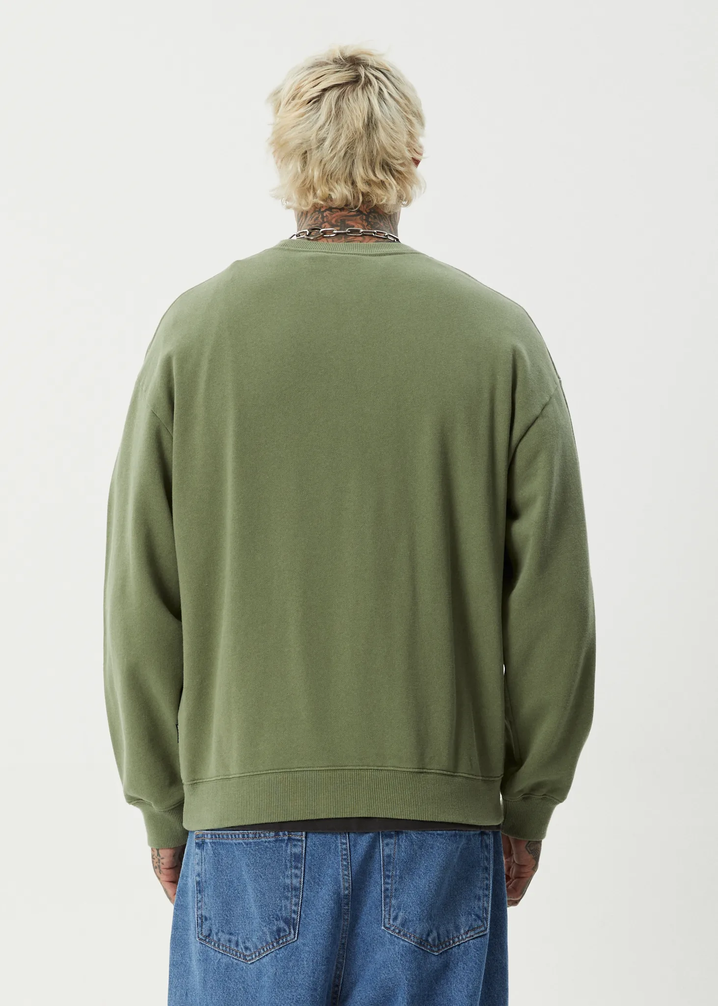 AFENDS Mens Ember - Crew Neck Jumper - Oil Green sold by Afends product image thumbnail 5