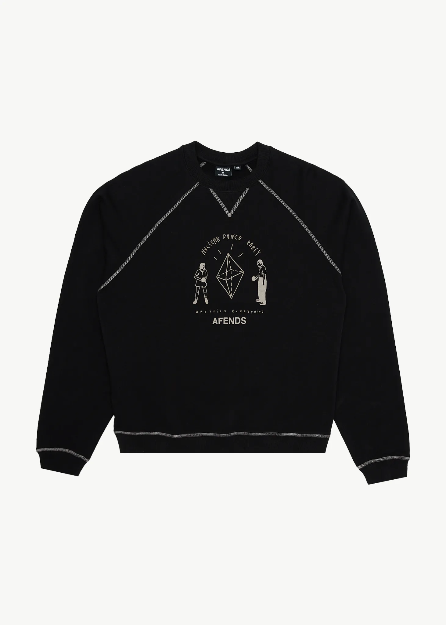 AFENDS Mens Dance Party - Crew Neck Jumper - Black sold by Afends