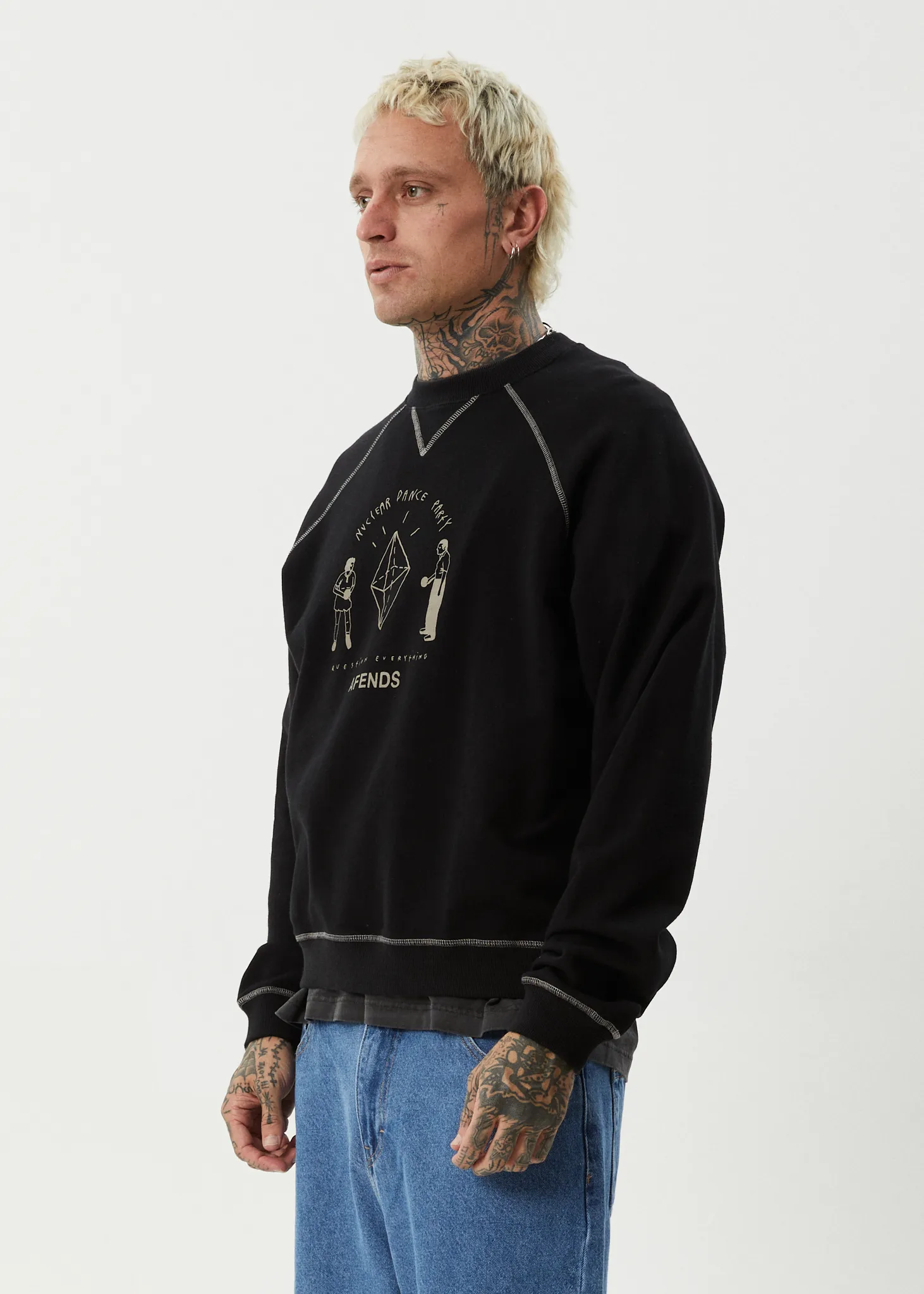AFENDS Mens Dance Party - Crew Neck Jumper - Black sold by Afends product image thumbnail 3