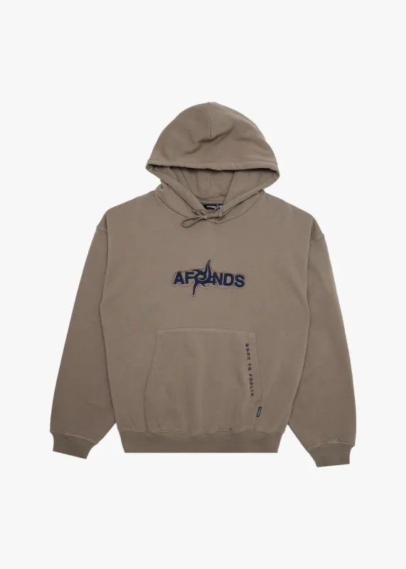 AFENDS Mens Antic - Boxy Hoodie - Fossil sold by Afends