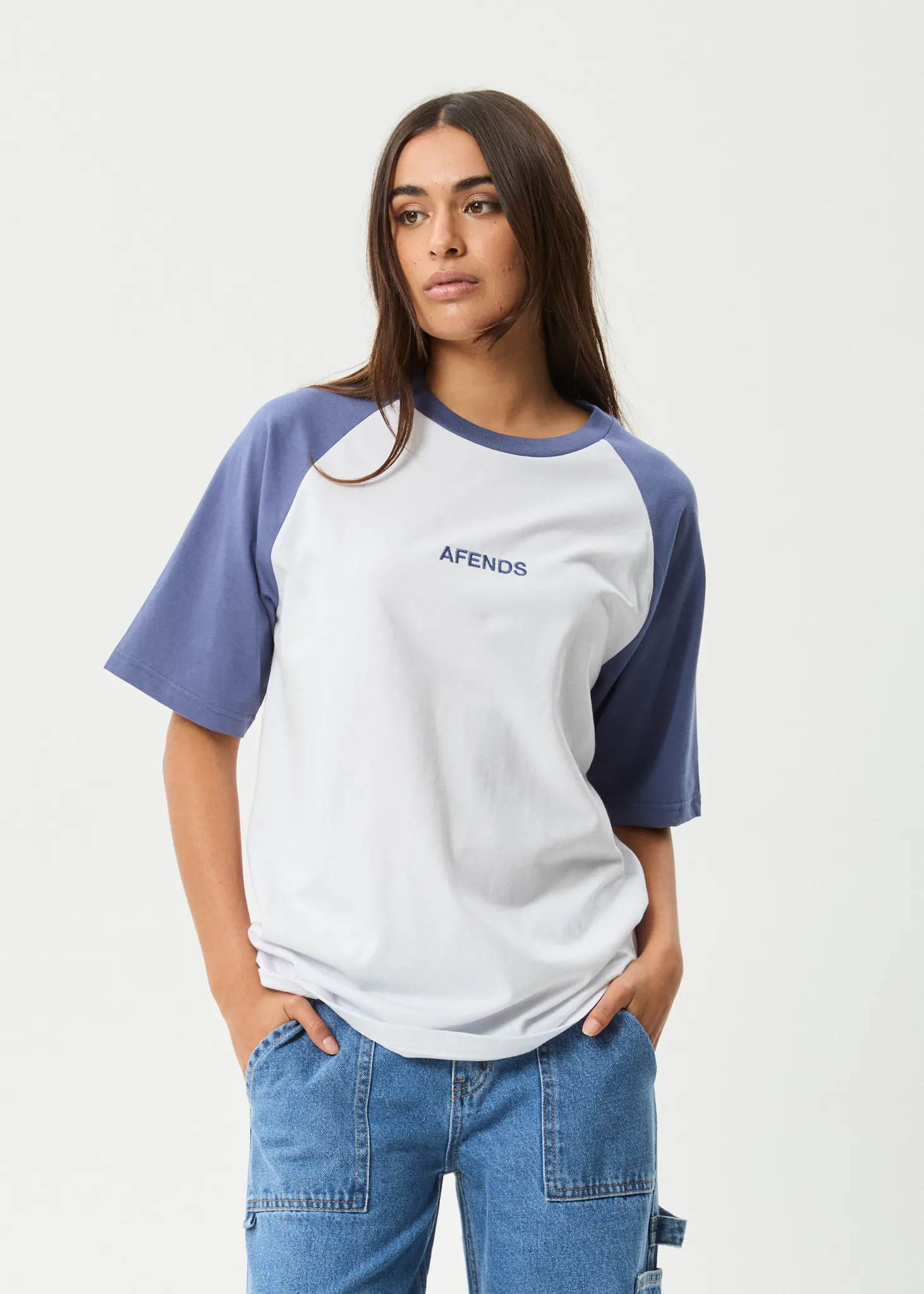 AFENDS Womens Ryan - Oversized Raglan Tee - Marlin sold by Afends