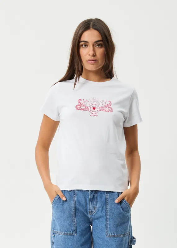 AFENDS Womens Bonfire - Regular Tee - White sold by Afends