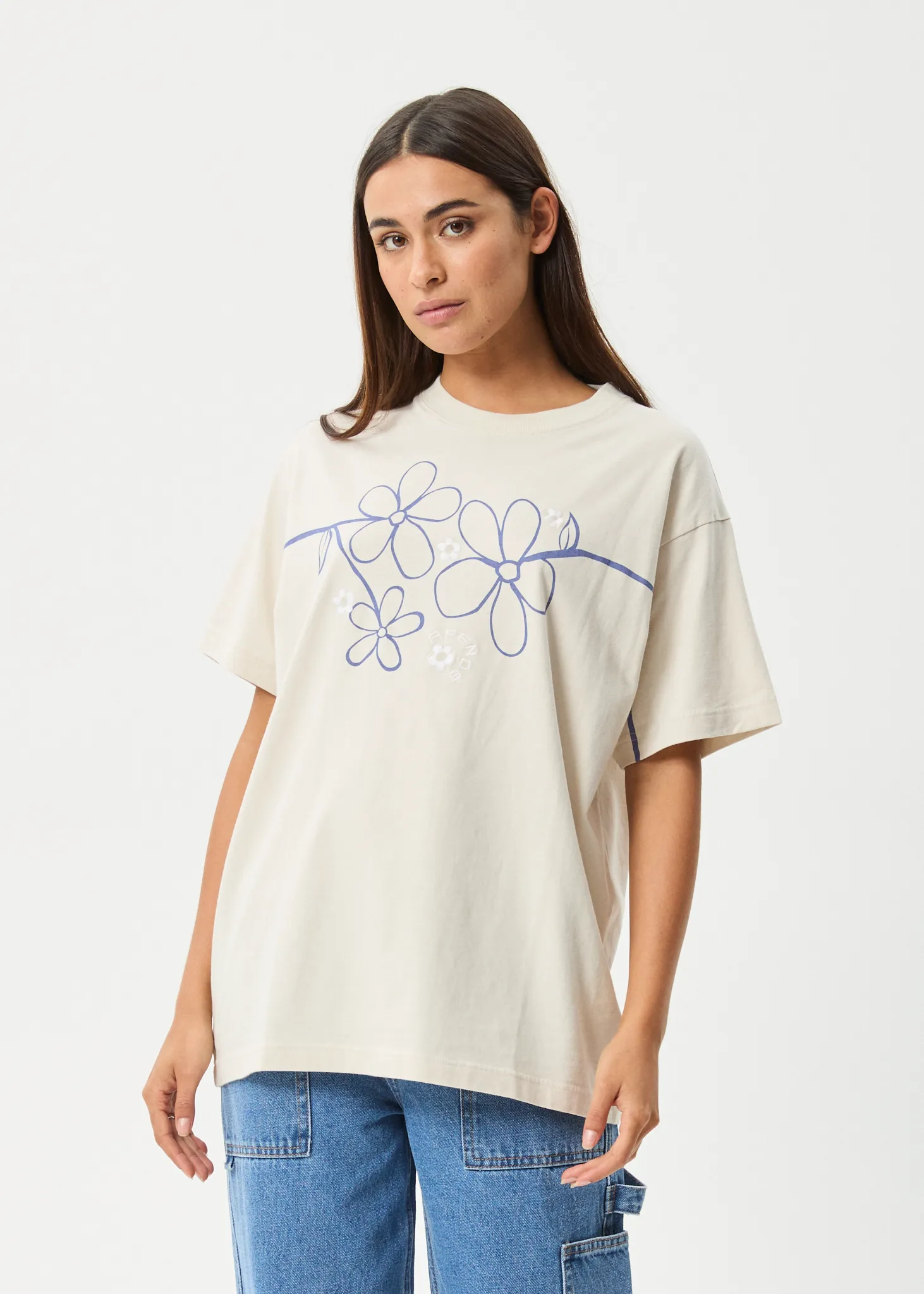 AFENDS Womens Tranquil - Oversized Tee - Moonbeam sold by Afends