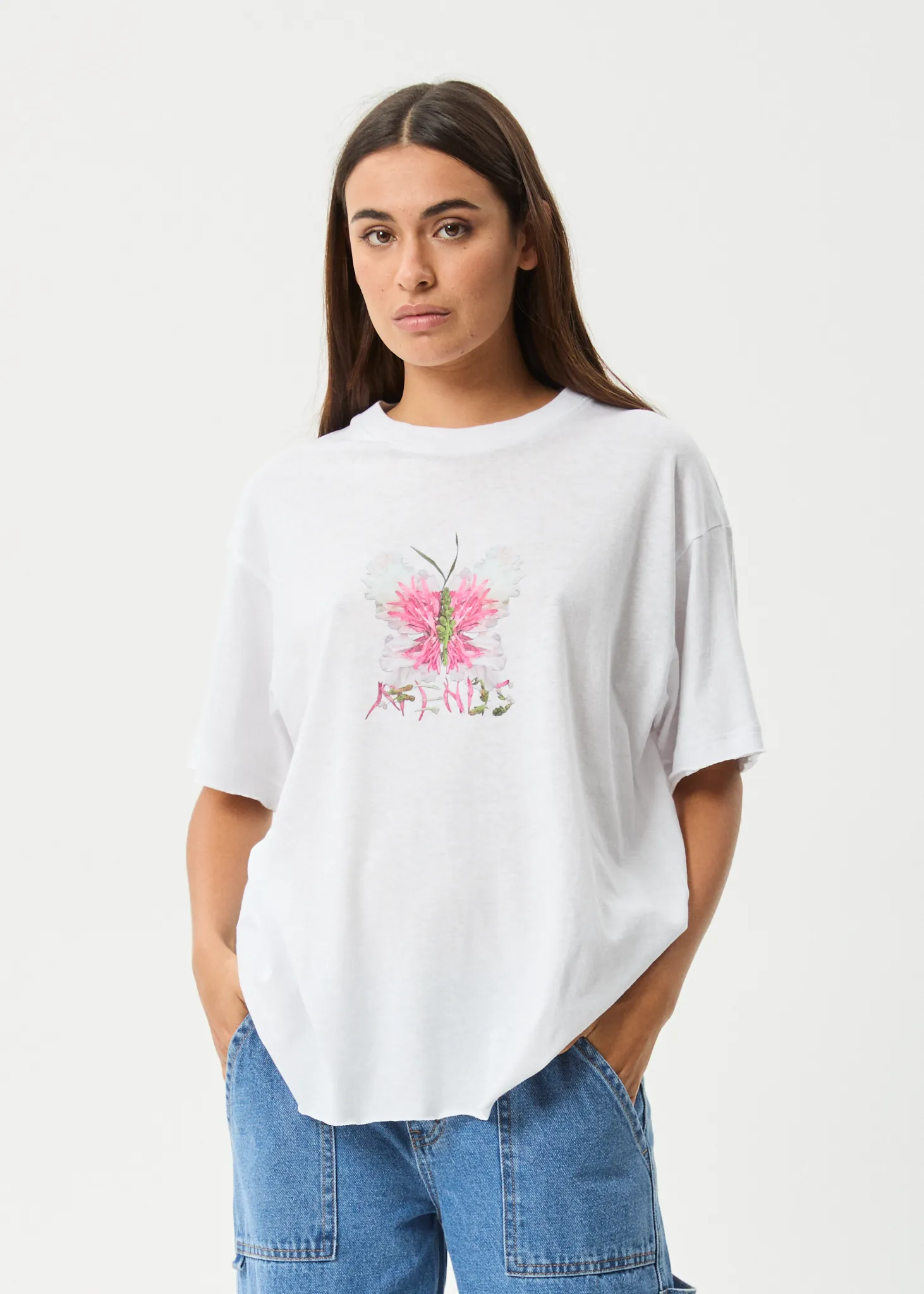 AFENDS Womens Butterfluer - Oversized Tee - White sold by Afends