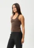AFENDS Womens Basis - Rib Halter - Coffee sold by Afends