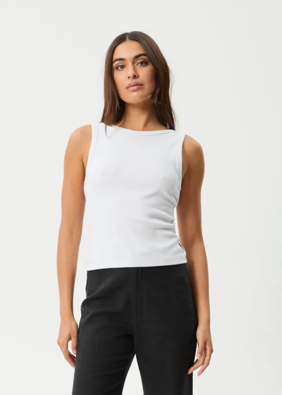 AFENDS Womens Charlie - Rib Singlet - White sold by Afends