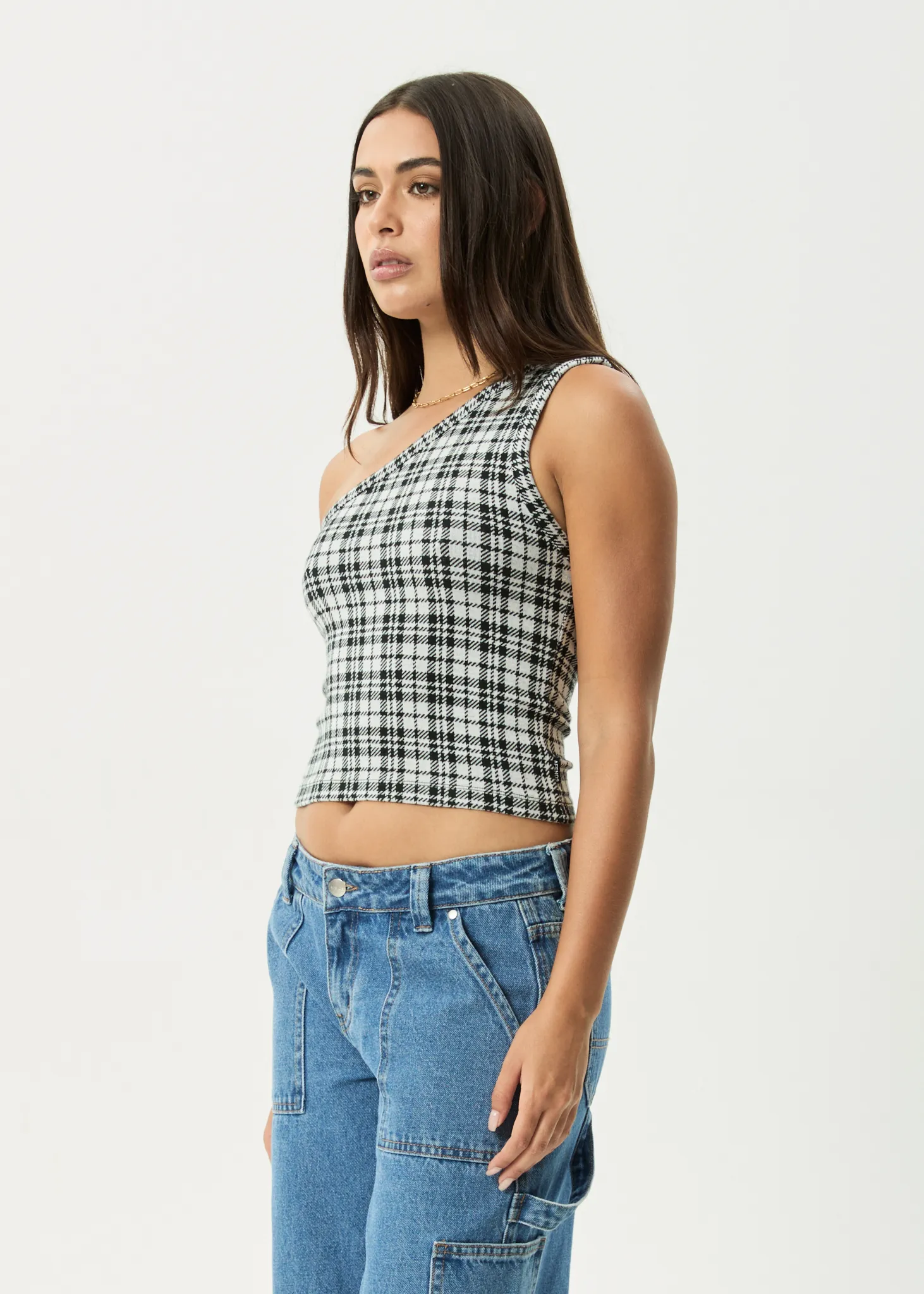 AFENDS Womens Blair - One Shoulder Top - Black / White sold by Afends product image thumbnail 3