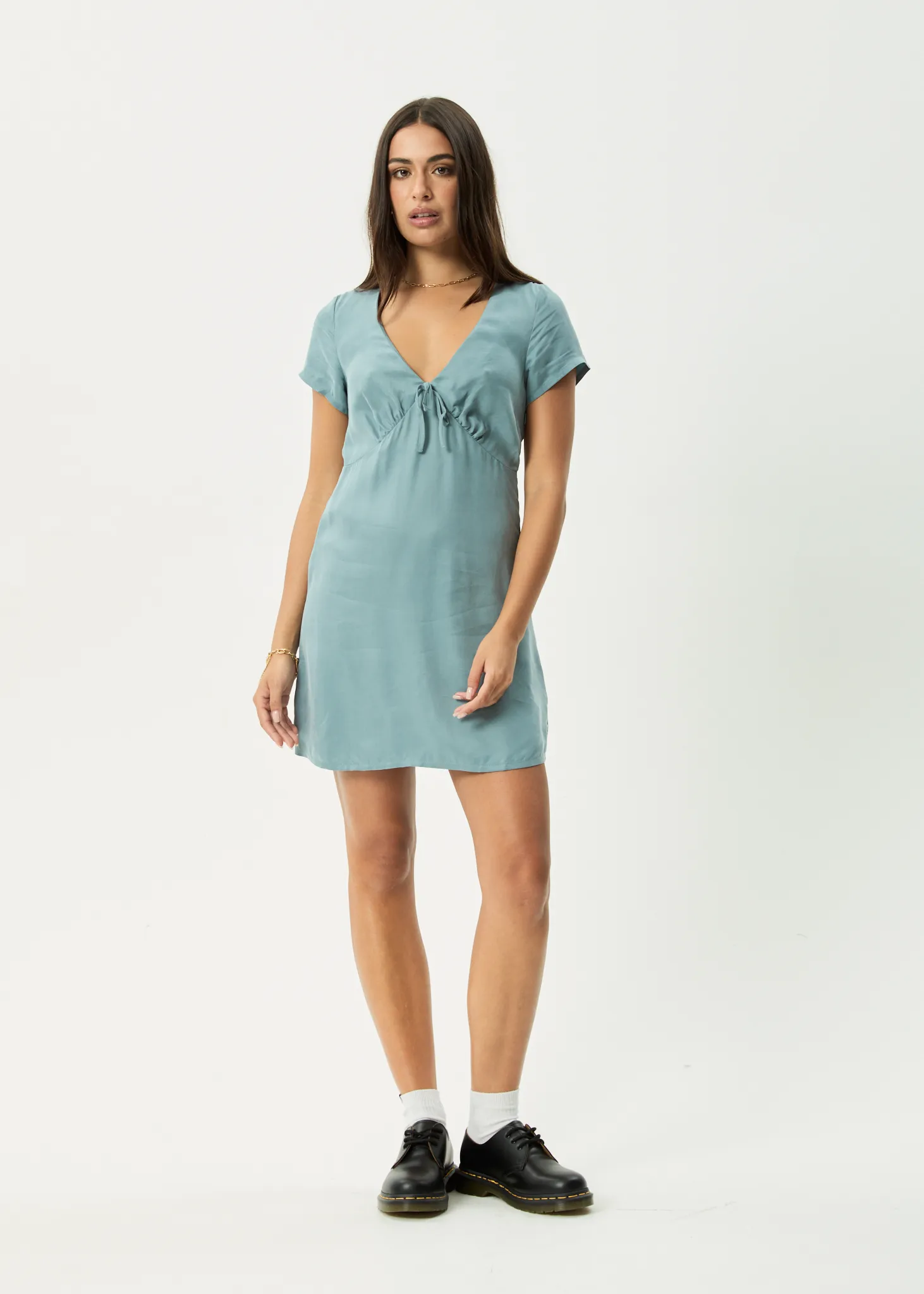 AFENDS Womens Delia - Cupro Mini Dress - Ether Blue sold by Afends product image thumbnail 2