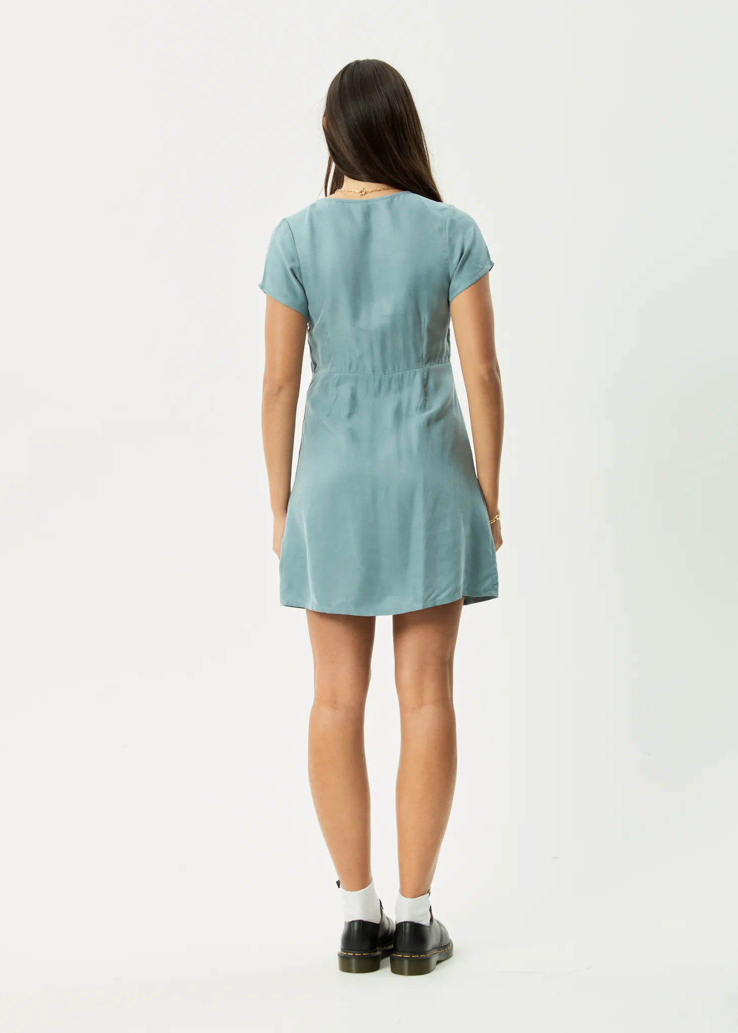 AFENDS Womens Delia - Cupro Mini Dress - Ether Blue sold by Afends product image thumbnail 5