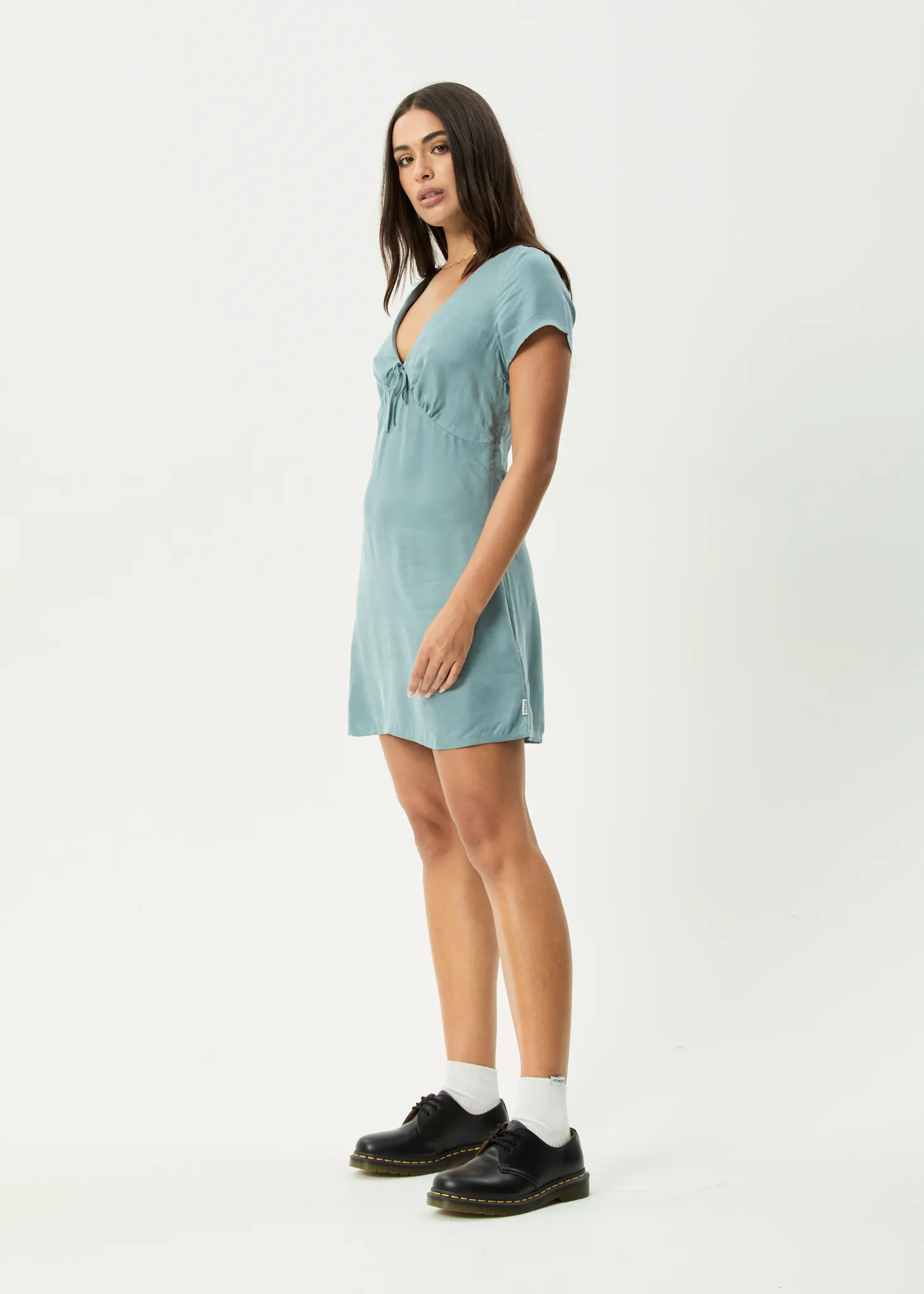 AFENDS Womens Delia - Cupro Mini Dress - Ether Blue sold by Afends product image thumbnail 3