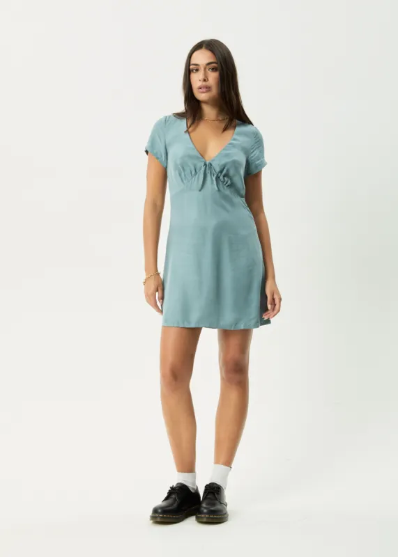 AFENDS Womens Delia - Cupro Mini Dress - Ether Blue sold by Afends