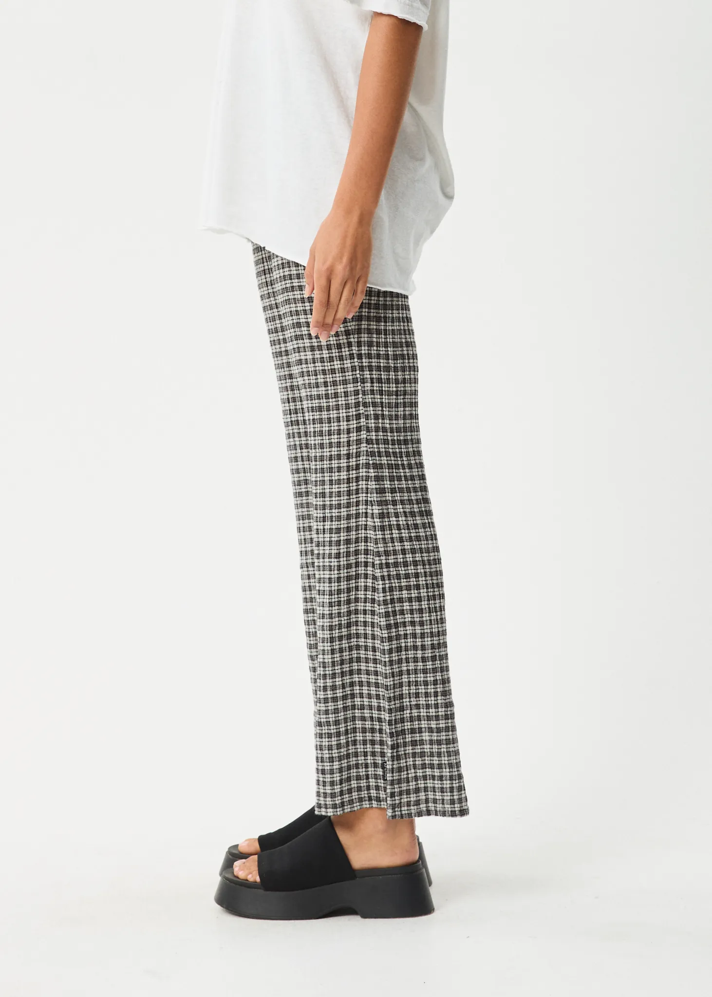 AFENDS Womens Asta - Seersucker Flare Pant - Steel Check sold by Afends product image thumbnail 5