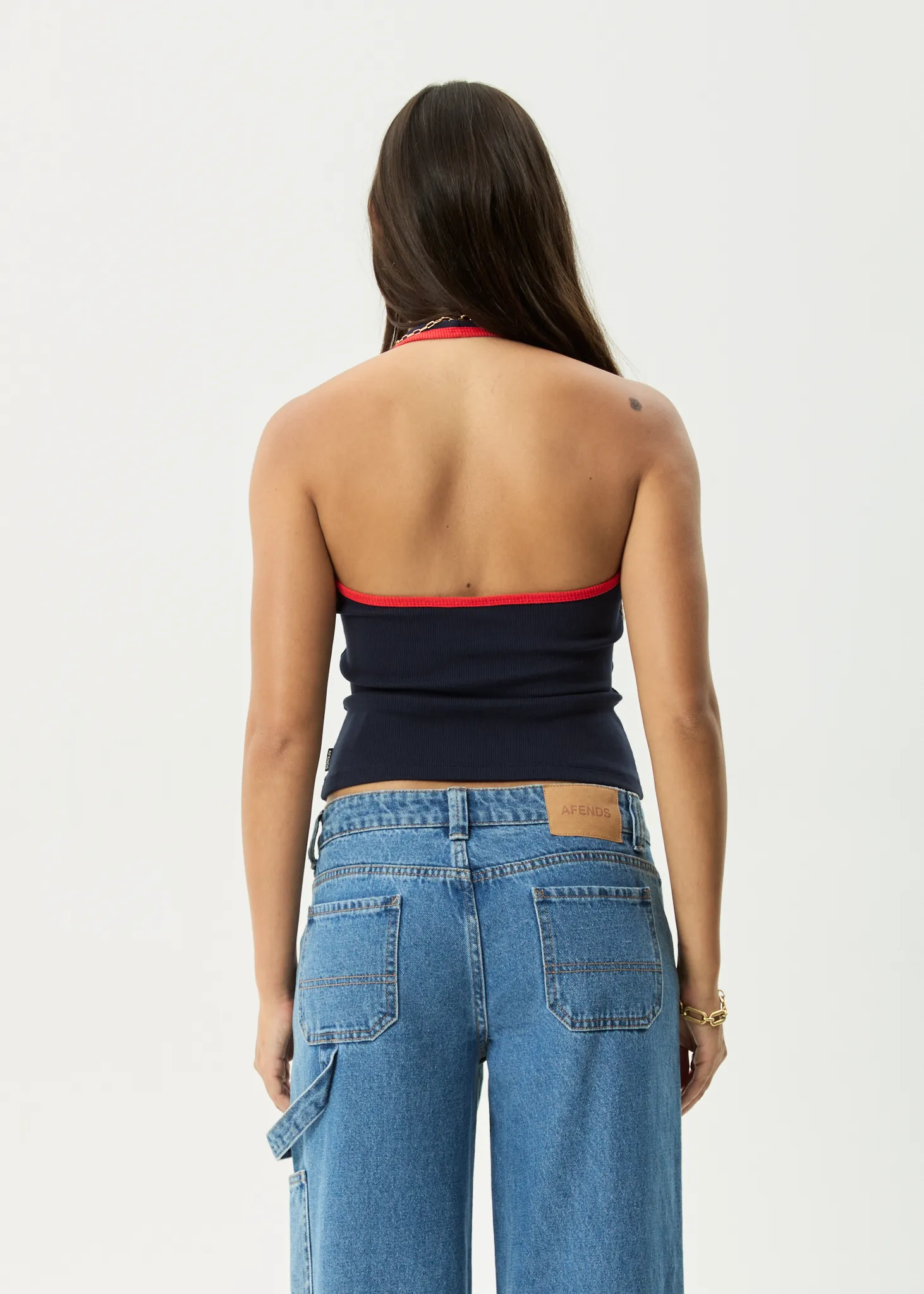 AFENDS Womens Basis - Rib Halter - Navy / tomato sold by Afends product image thumbnail 5