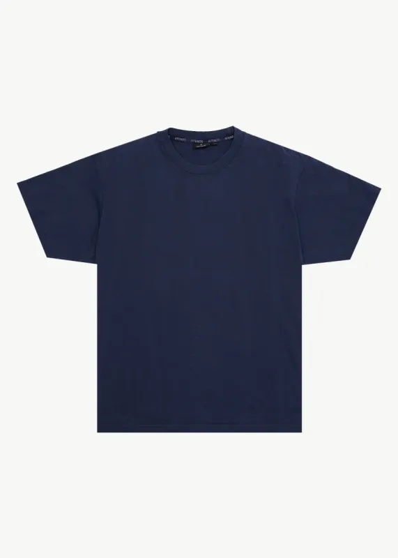 AFENDS Mens Genesis - Heavyweight Boxy Tee - Washed Deep Sea sold by Afends