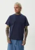 AFENDS Mens Genesis - Heavyweight Boxy Tee - Washed Deep Sea sold by Afends