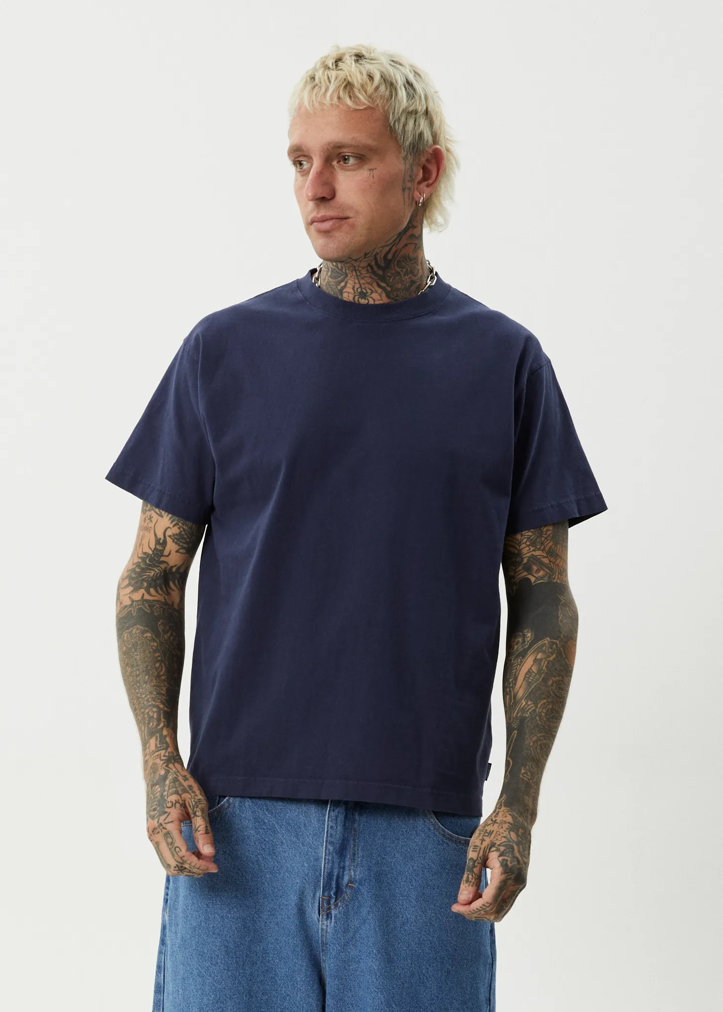 AFENDS Mens Genesis - Heavyweight Boxy Tee - Washed Deep Sea sold by Afends product image thumbnail 5