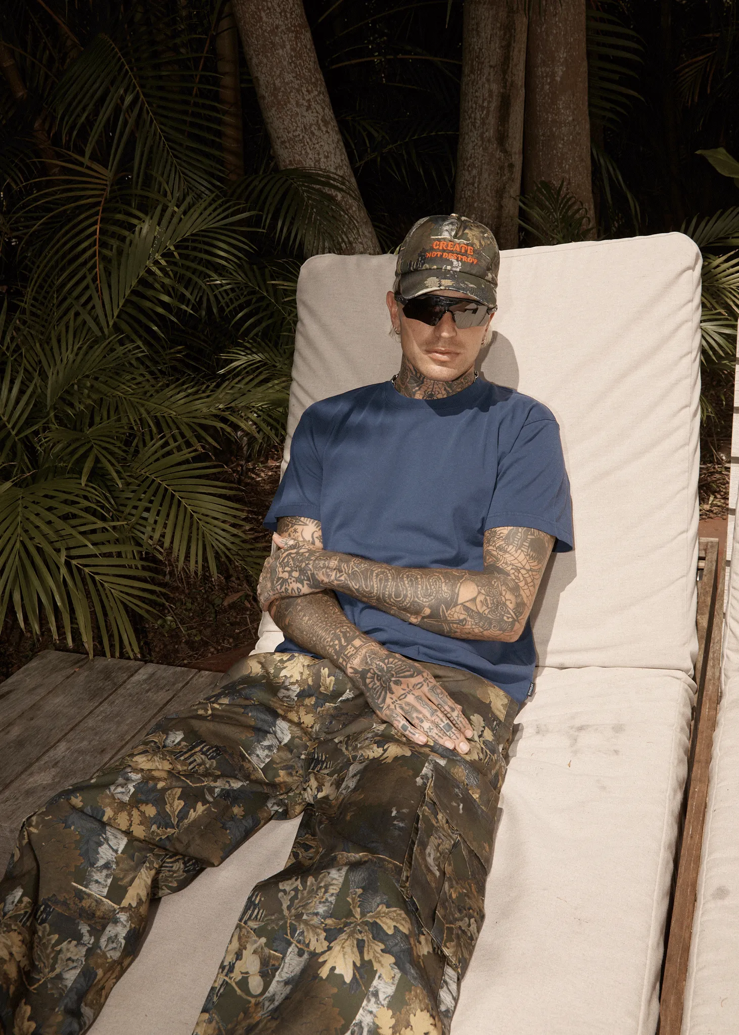 AFENDS Mens Genesis - Heavyweight Boxy Tee - Washed Deep Sea sold by Afends product image thumbnail 3