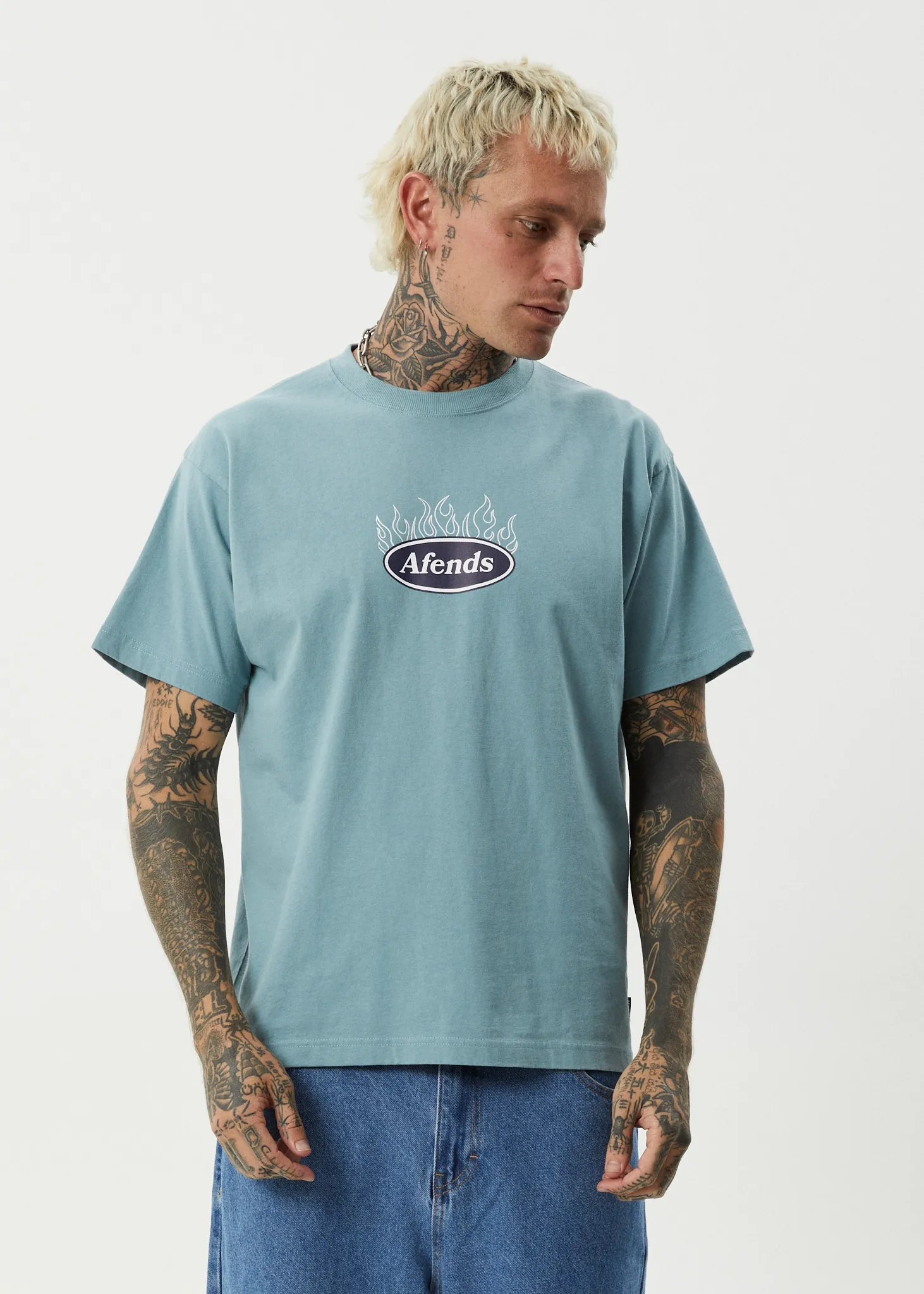 AFENDS Mens Fast Forward - Heavyweight Boxy Tee - Ocean Spray sold by Afends product image thumbnail 3