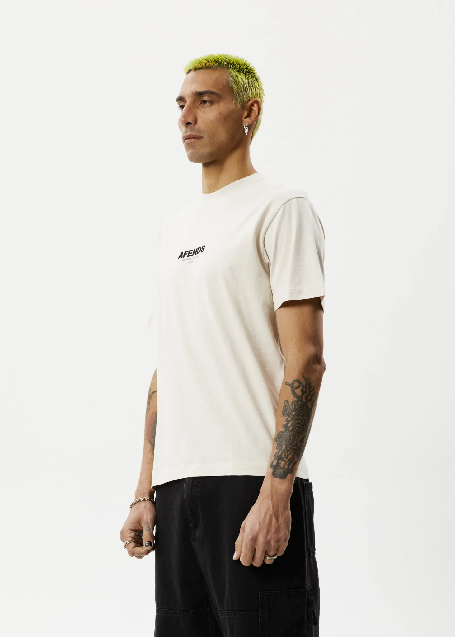 AFENDS Mens Vinyl - Retro Tee - Moonbeam sold by Afends product image thumbnail 3