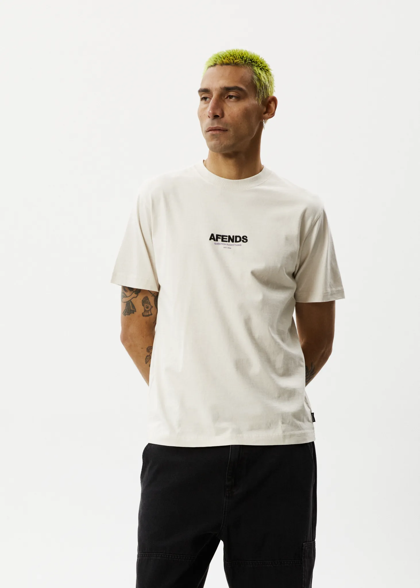 AFENDS Mens Vinyl - Retro Tee - Moonbeam sold by Afends product image thumbnail 2