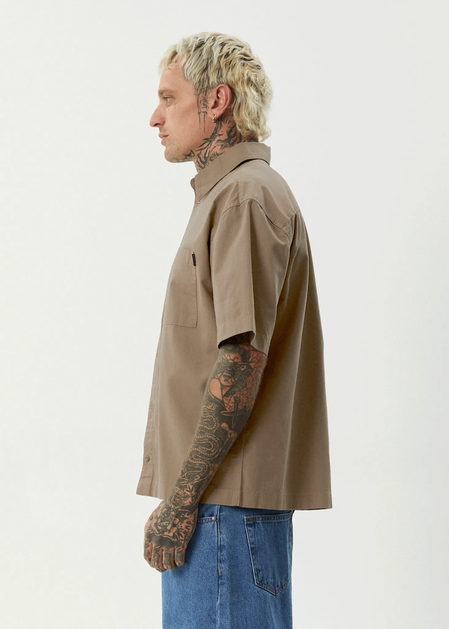 AFENDS Mens Everyday - Short Sleeve Shirt - Fossil sold by Afends product image thumbnail 4