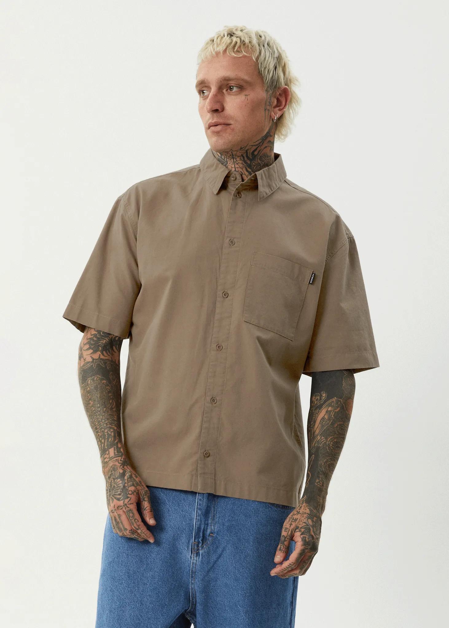 AFENDS Mens Everyday - Short Sleeve Shirt - Fossil sold by Afends product image thumbnail 2