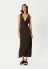 AFENDS Womens Focus - Seersucker Maxi Dress - Coffee sold by Afends