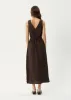 AFENDS Womens Focus - Seersucker Maxi Dress - Coffee sold by Afends