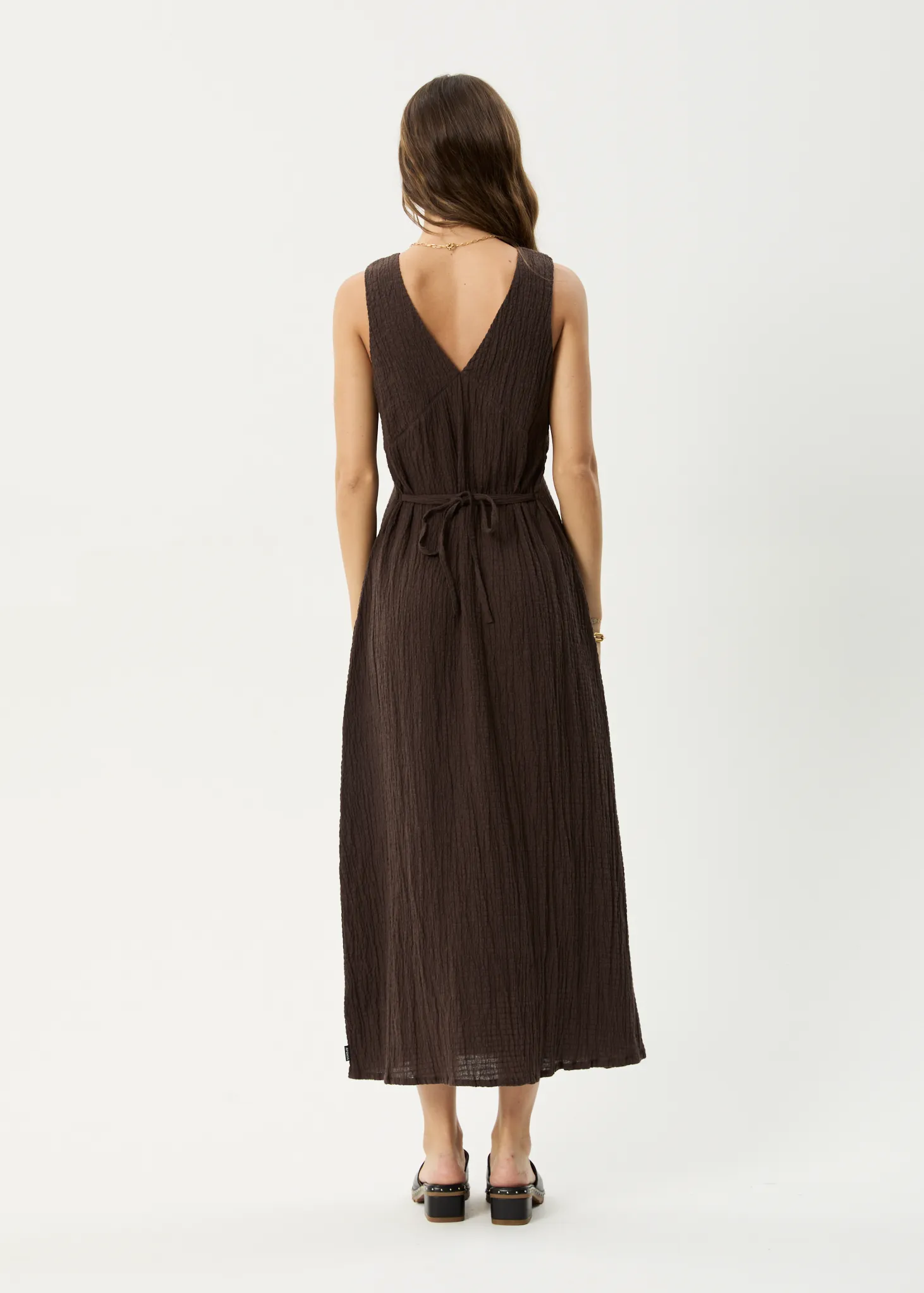 AFENDS Womens Tully - Seersucker Maxi Dress - Coffee sold by Afends product image thumbnail 5