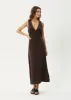AFENDS Womens Focus - Seersucker Maxi Dress - Coffee sold by Afends
