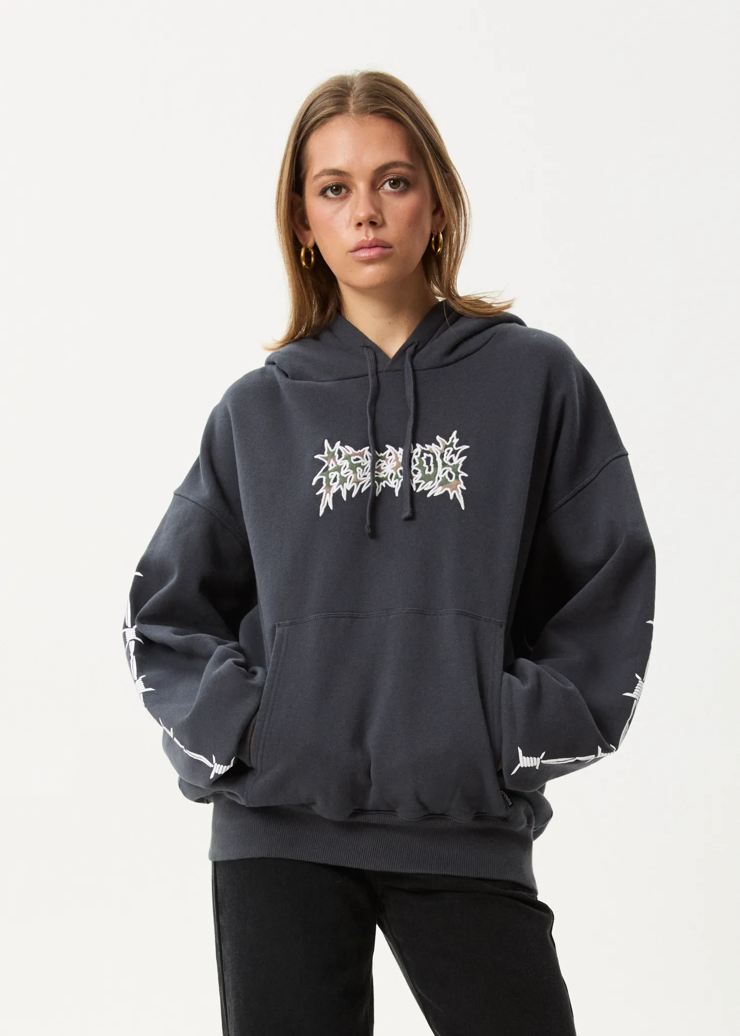 AFENDS Mens Hidden - Boxy Hoodie - Charcoal sold by Afends product image thumbnail 2