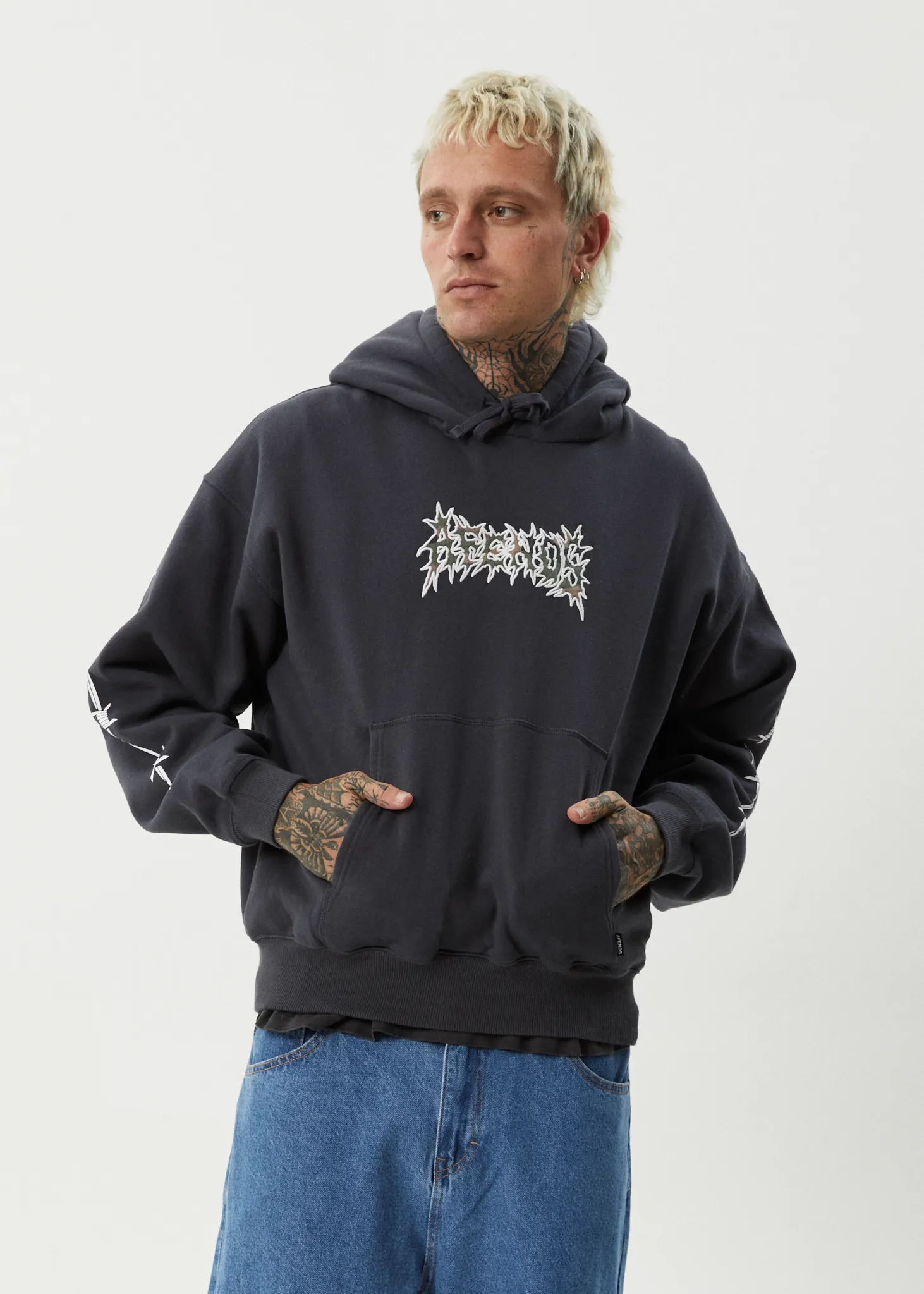 AFENDS Mens Hidden - Boxy Hoodie - Charcoal sold by Afends product image thumbnail 5