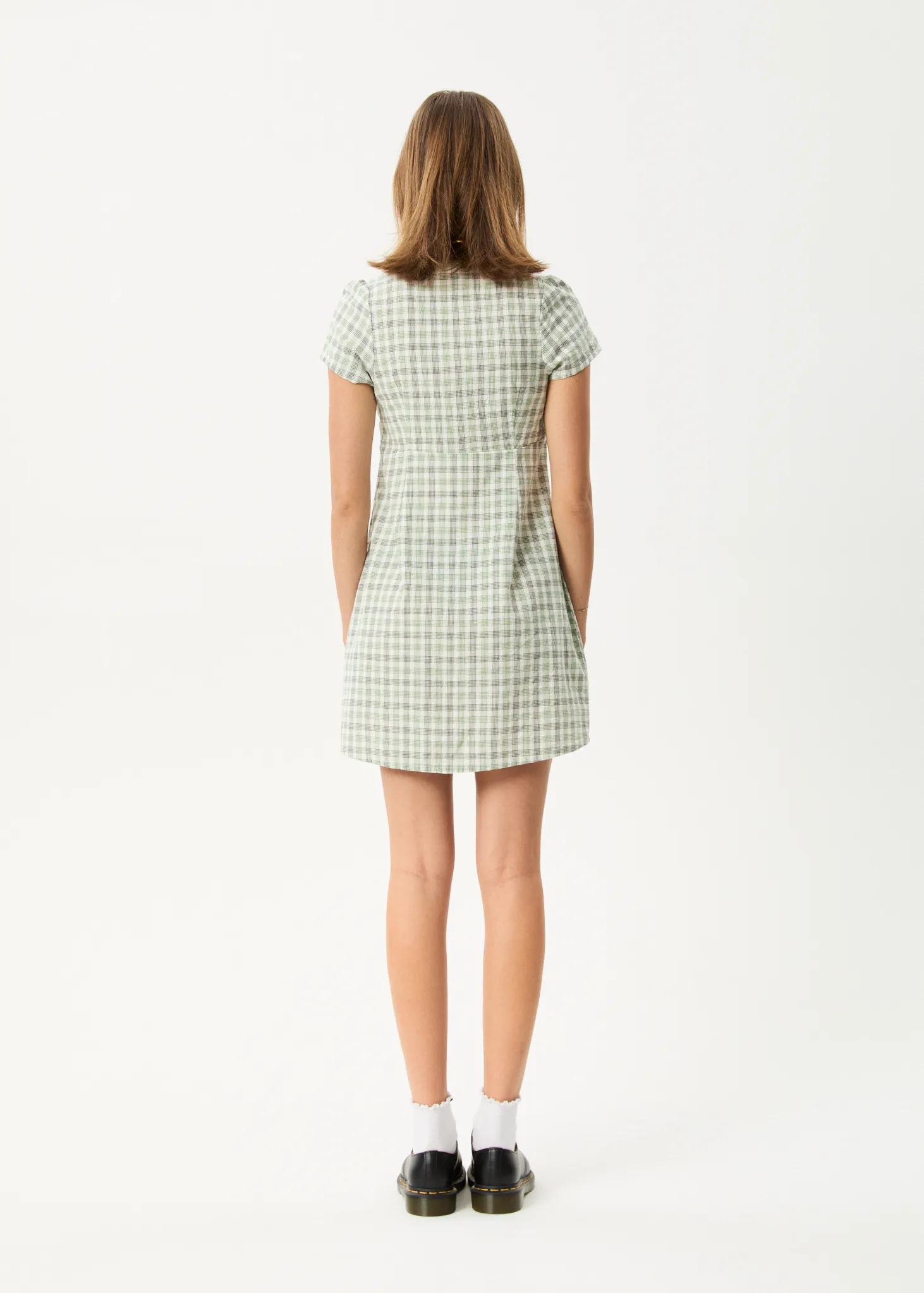 AFENDS Womens Leo - Seersucker Mini Dress - Green / White sold by Afends product image thumbnail 5