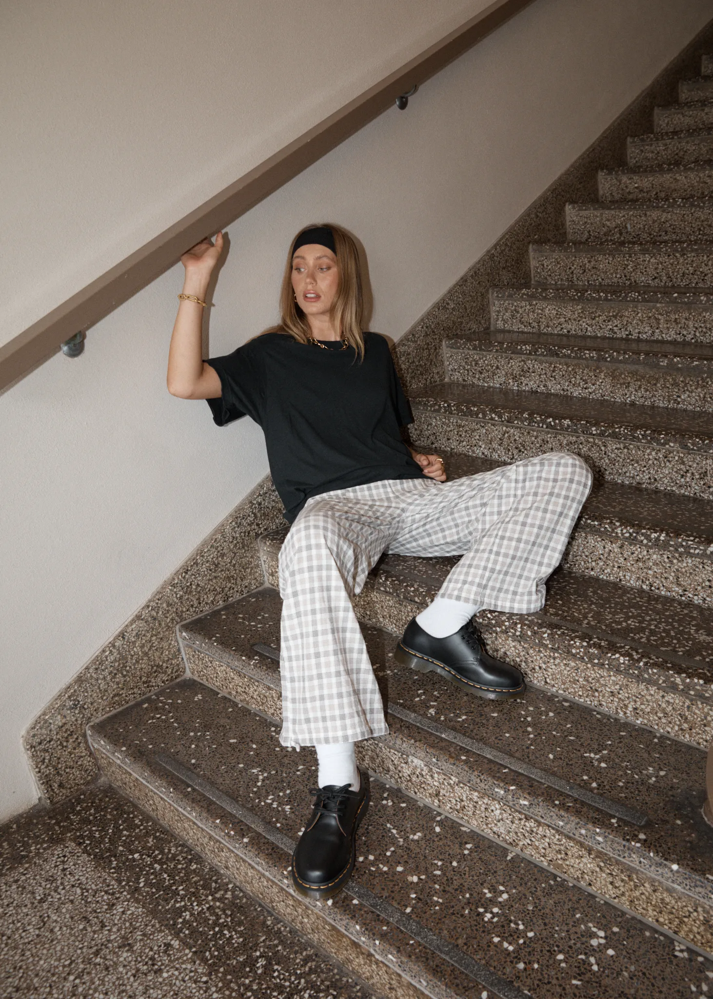 AFENDS Womens Leo - Seersucker Wide Leg Pant - Coffee / White sold by Afends product image thumbnail 2