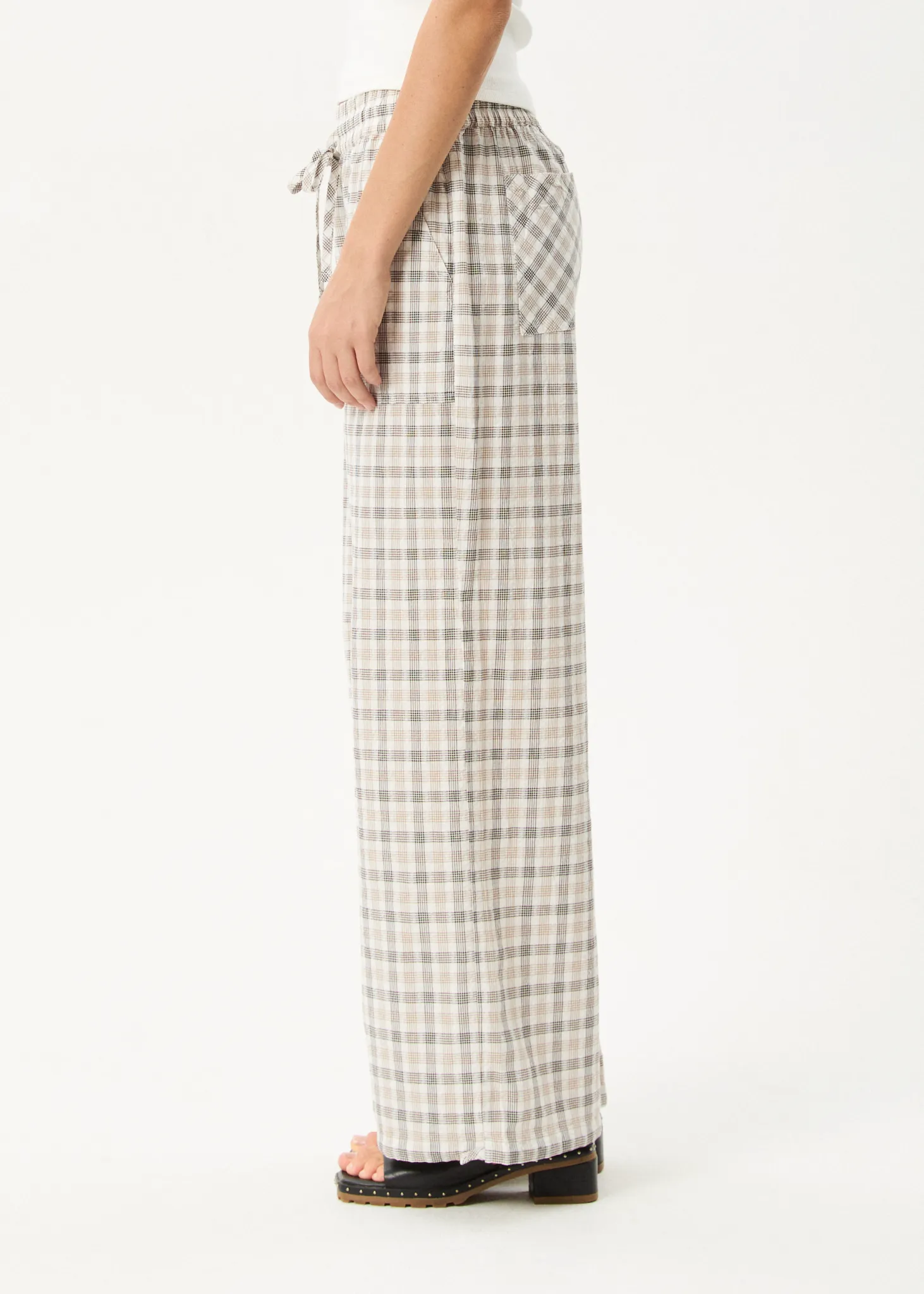 AFENDS Womens Leo - Seersucker Wide Leg Pant - Coffee / White sold by Afends product image thumbnail 5